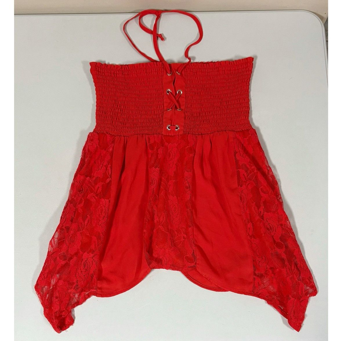 Venus Venus Red Lace Y2K Babydoll Halter Top Shirt Blouse Size M❤️✨ Size M / US 6-8 / IT 42-44 - 2 Thumbnail