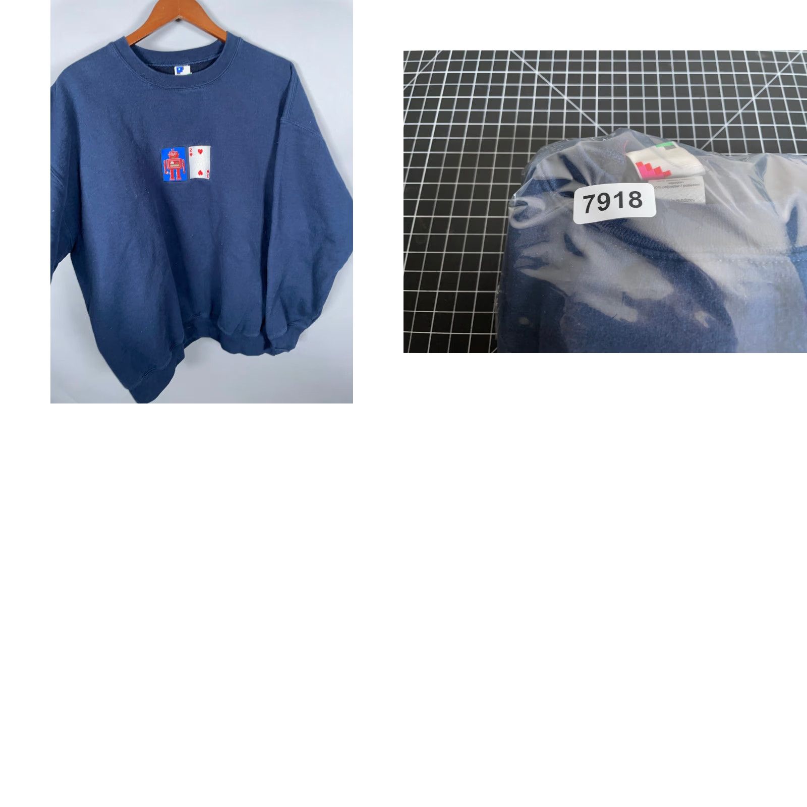 Gildan Robot Solitaire Embroidered Sweatshirt Adult XL Dark Blue Crewneck Heavyweight Size US XL / EU 56 / 4 - 9 Thumbnail