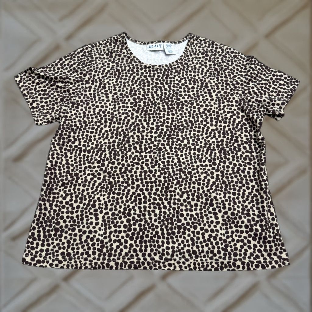 Blair Blair Leopard T-Shirt Womens XL Brown Animal Print Short Sleeve Casual Stretch Size XL / US 12-14 / IT 48-50 - 1 Thumbnail
