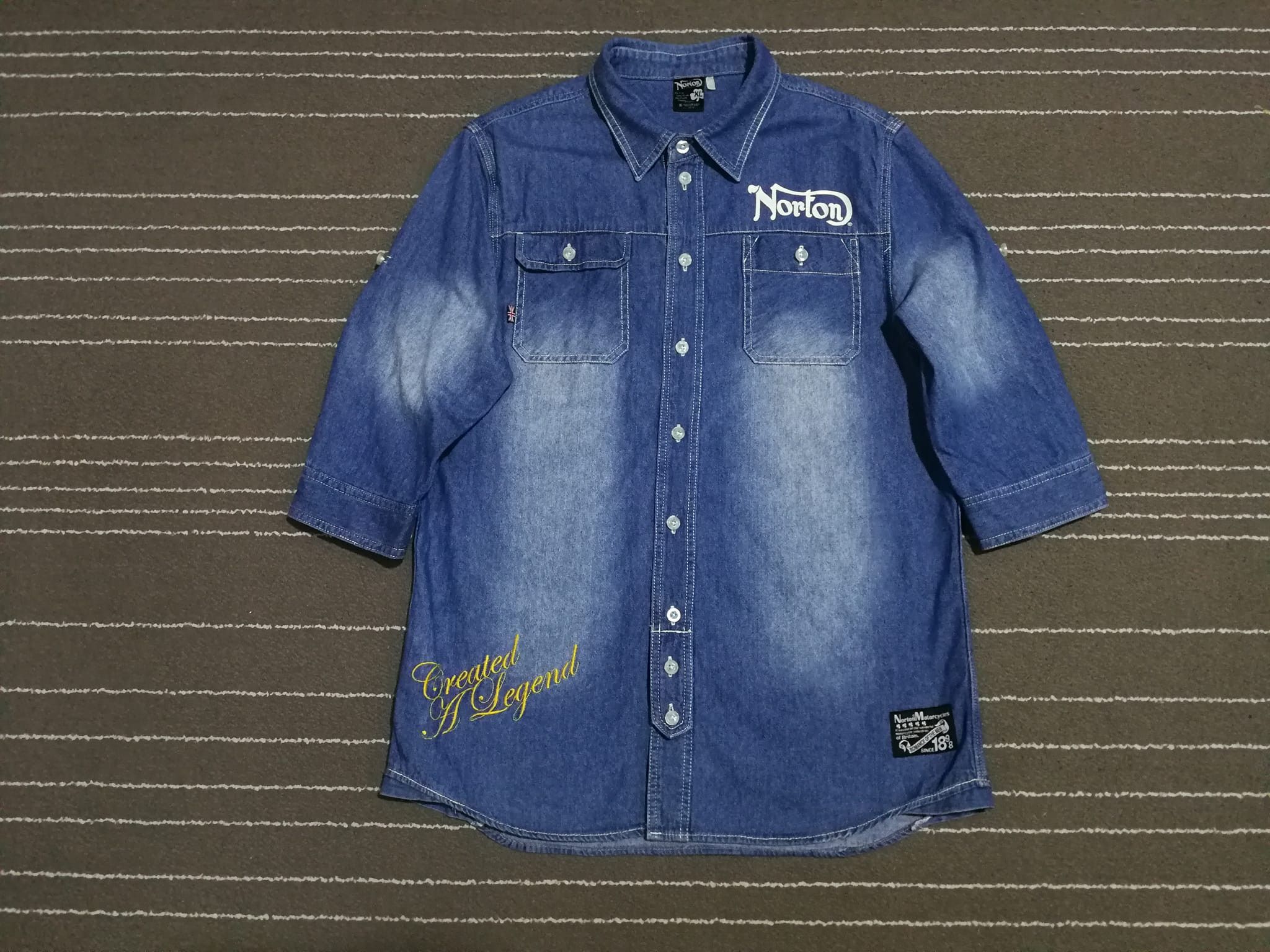 Norton Motorcycle denim button up M