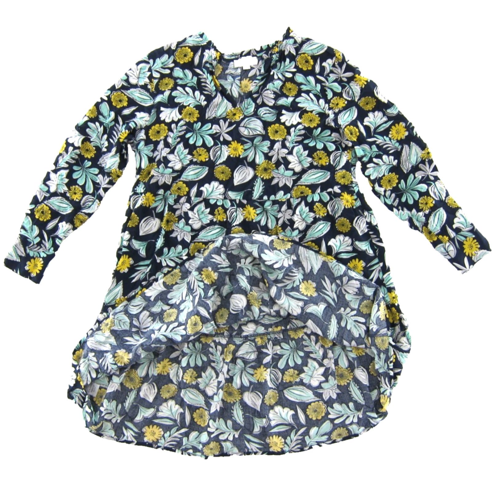 Ann Taylor Ann Taylor Floral Sun Dress V-Neck Long Sleeve Smock Yellow Blue White Rayon Maxi Dress MP Size M / US 6-8 / IT 42-44 - 5 Thumbnail