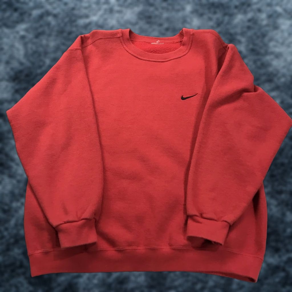 Nike VINTAGE Nike Sweatshirt Mens XL Red Fleece Essentials Crewneck 90s Swoosh Logo Thermal Pullover Size US XL / EU 56 / 4 - 1 Thumbnail