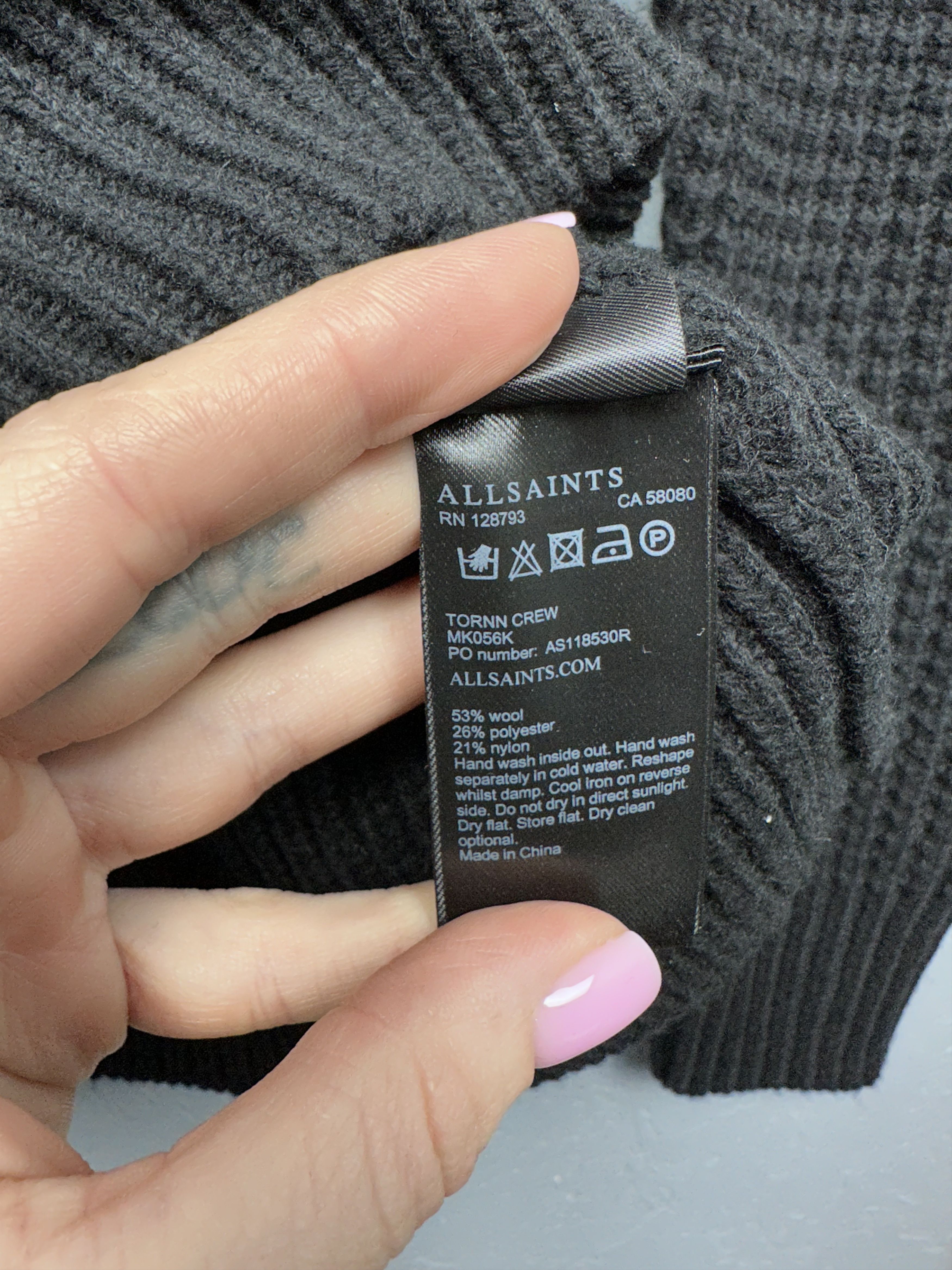 Allsaints Allsaints Tornn Crew Neck Mens Wool Knit Sweater Size US S / EU 44-46 / 1 - 4 Thumbnail