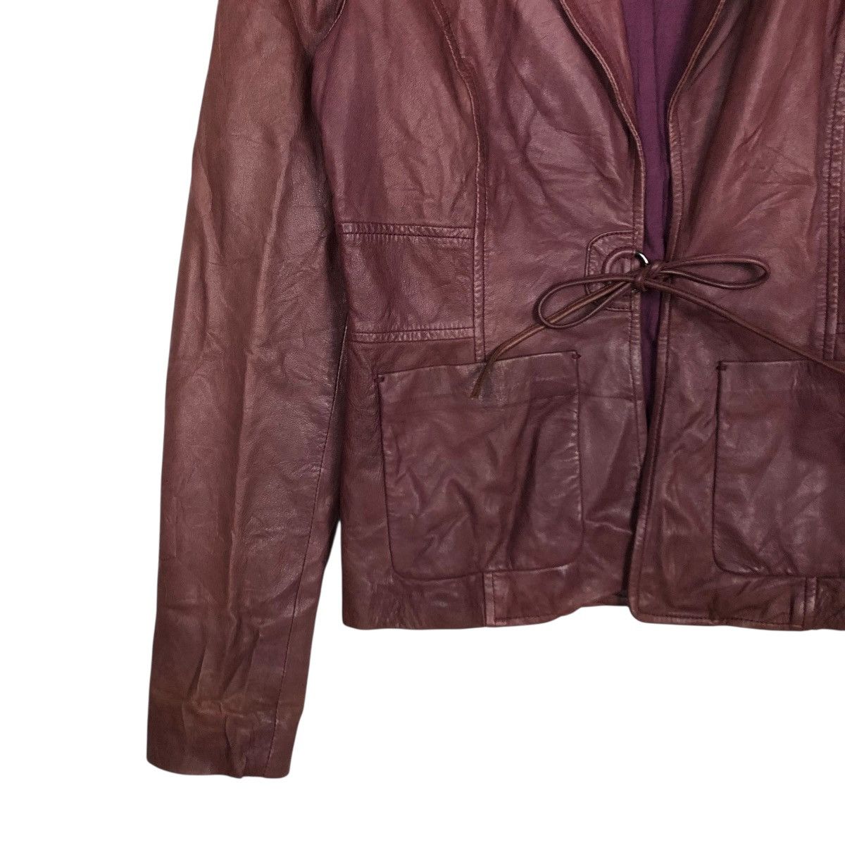 Japanese Brand 🔥VINTAGE CROPPED BIKER LEATHER JACKET MAX & CO Size S / US 4 / IT 40 - 6 Thumbnail