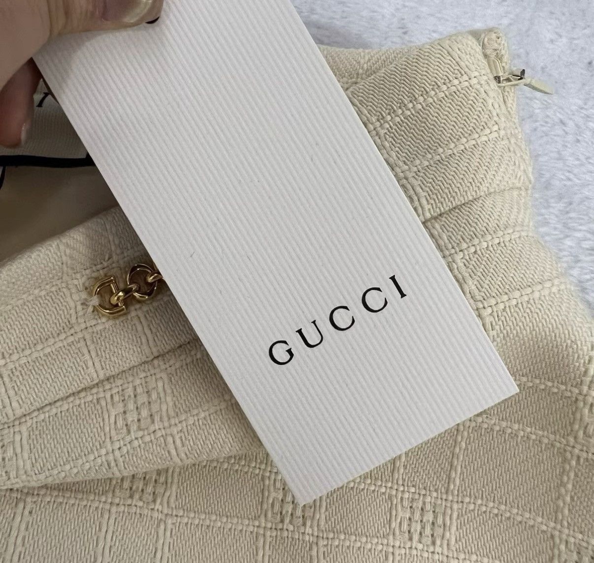 Gucci Gucci Off-white Tweed Mini Skirt J41 Size 25" / US 0 / IT 36 - 4 Thumbnail