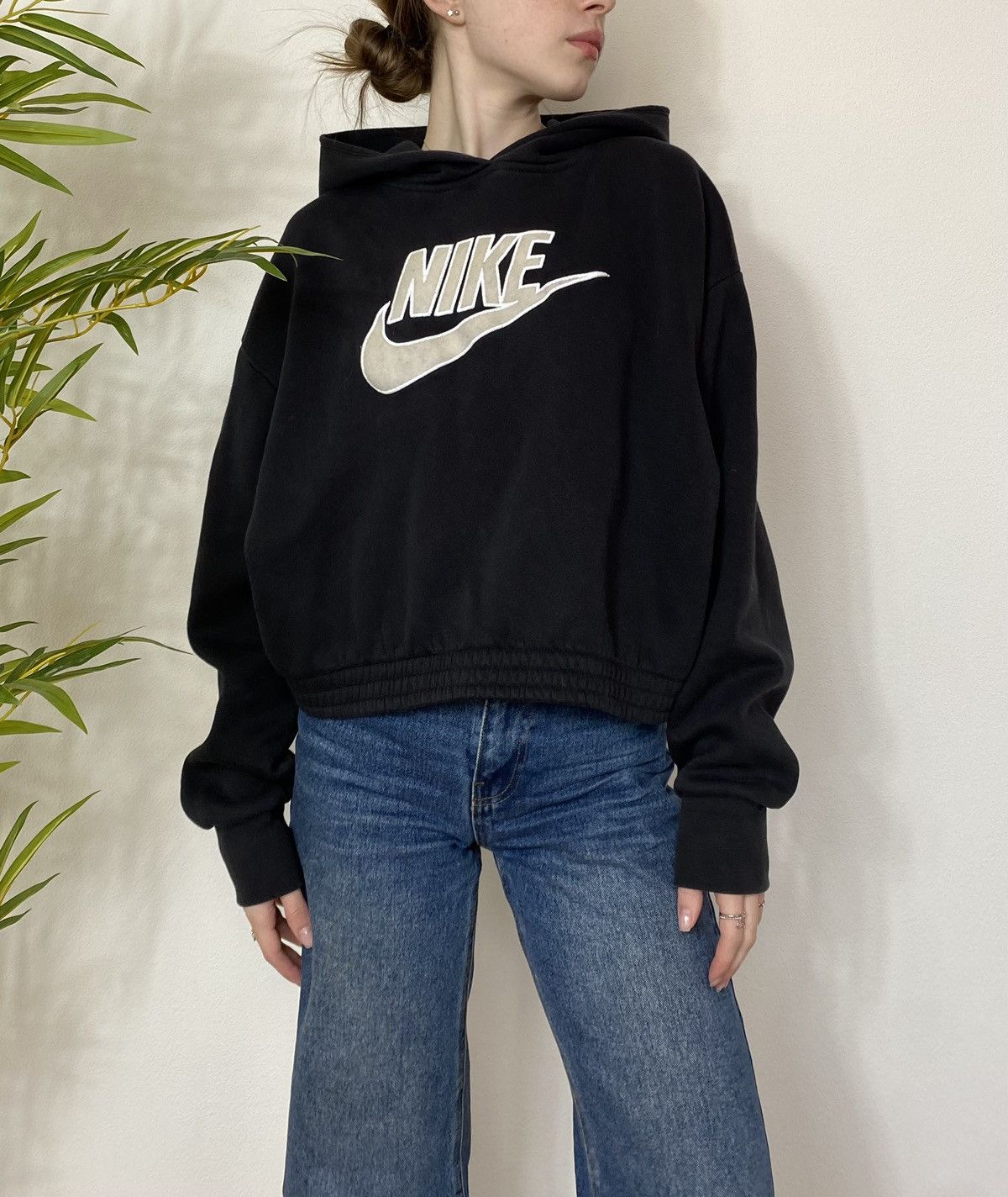 Nike 1990s CROPPED NIKE BIG SWOOSH HOODIE Size M / US 6-8 / IT 42-44 - 2 Thumbnail