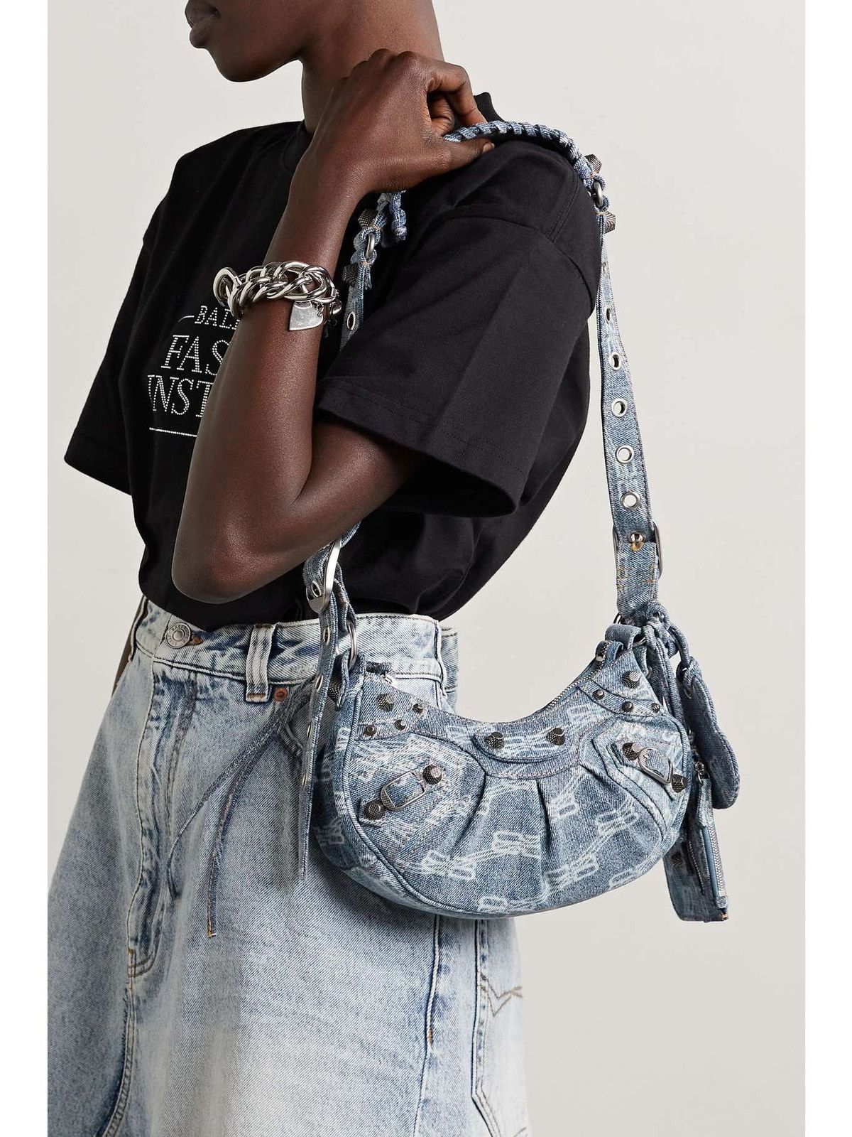 Balenciaga Balenciaga Cagole Monogram Denim Shoulder Bag Size ONE SIZE - 1 Thumbnail