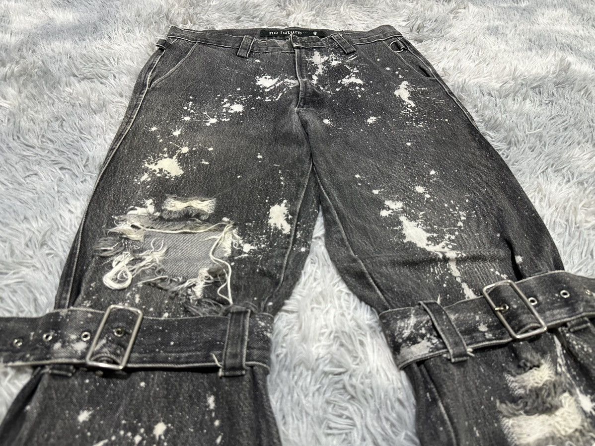 No Future 🔥Sick Y2K No Future Bondage Denim Distressed Punk Size US 32 / EU 48 - 3 Thumbnail