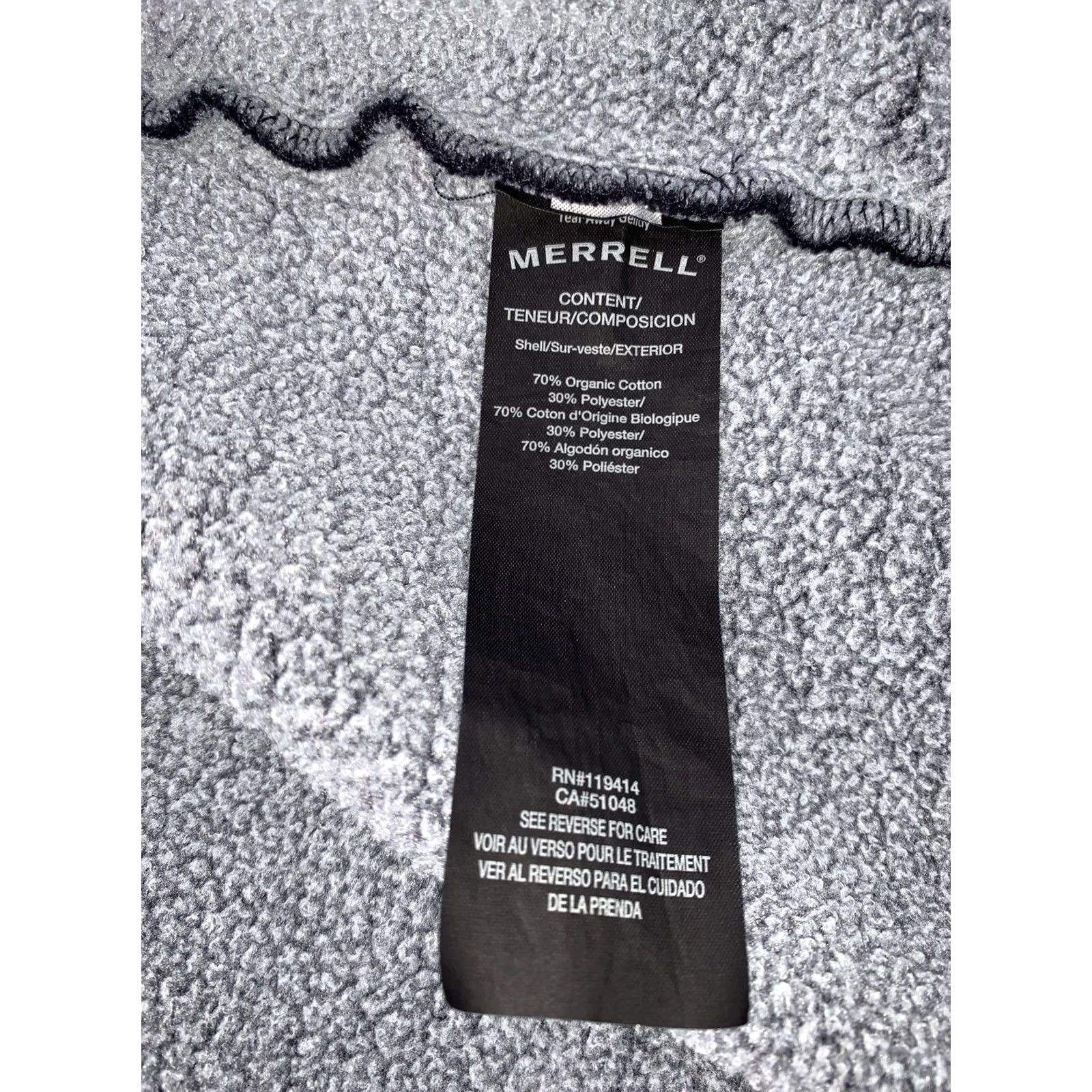 Merrell Merrell Black Organic Cotton Full Zip Sweatshirt Jacket Mens 2XL -3A Full Zip Outdoor Basic Jacket Regular Cotton Exterior Black Merrell Mens 2XL Size US XXL / EU 58 / 5 - 6 Thumbnail
