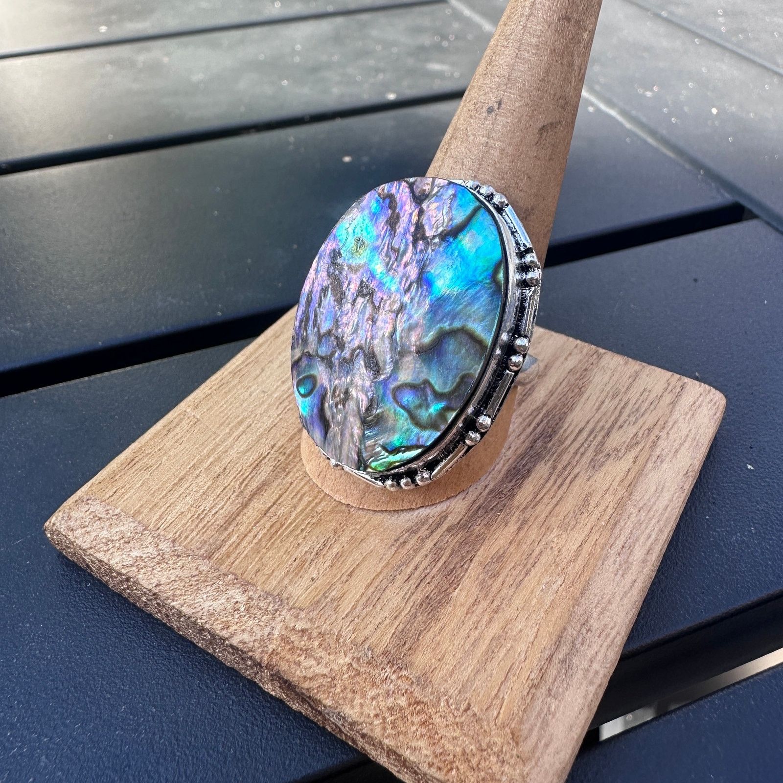 The Unbranded Brand Abalone Silver Ring Size 10.5 Size ONE SIZE - 3 Thumbnail