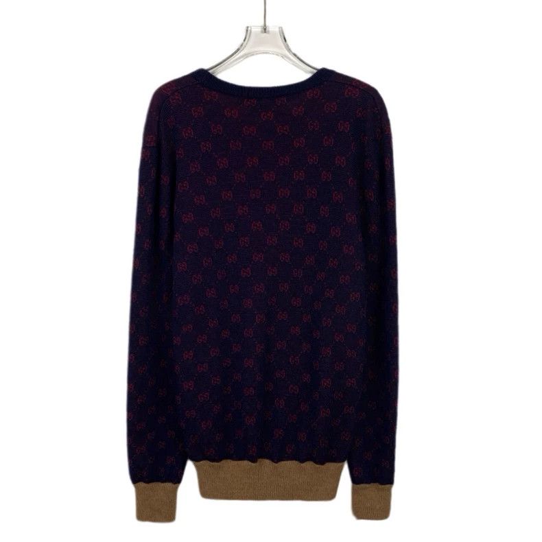 Gucci GucciDark blue logo jacquad full-print wool round-neck long Size US S / EU 44-46 / 1 - 2 Thumbnail