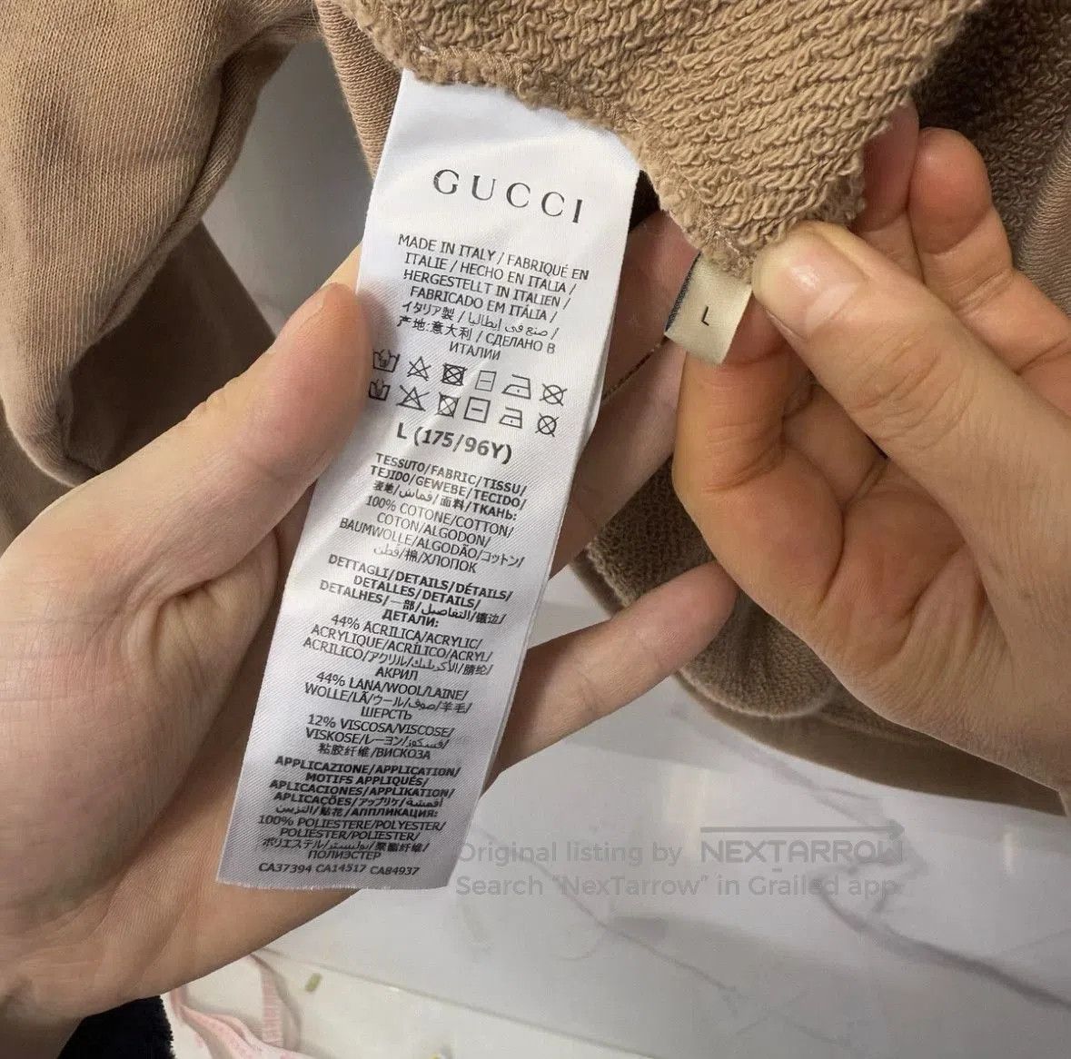 Gucci Brown Logo Print Hooded Sweatshirt.