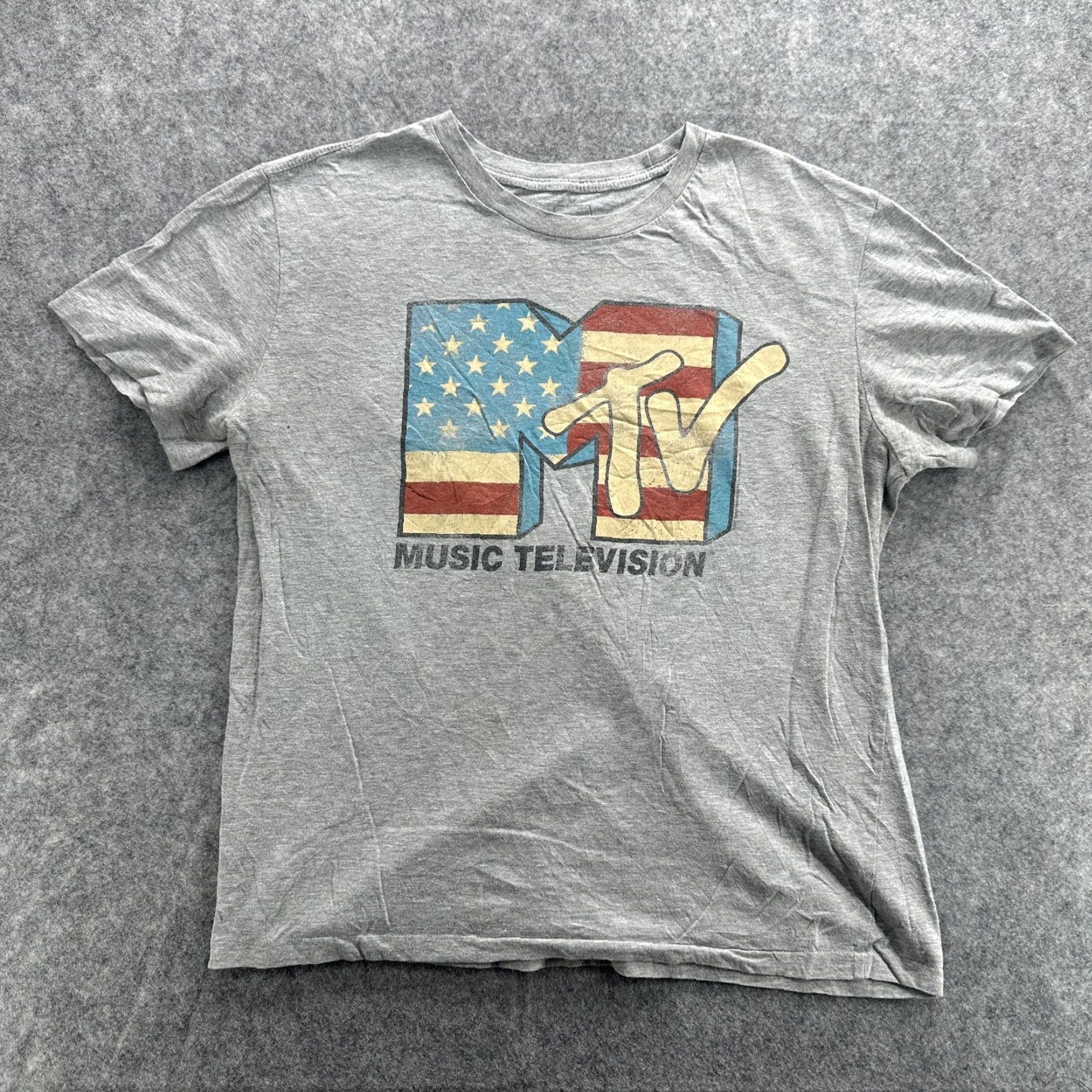 Gap MTV Music Television Shirt Mens M Gray Graphic Tee Flag USA Patriotic Glass? Size US M / EU 48-50 / 2 - 2 Thumbnail