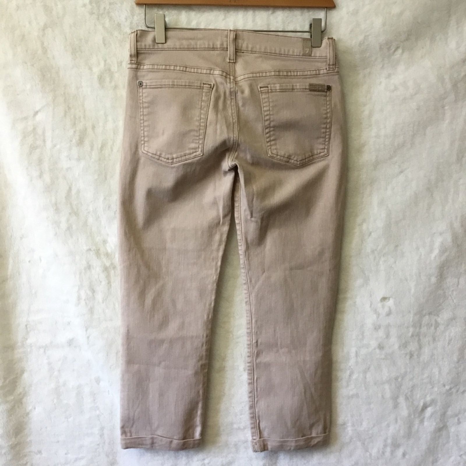 7 For All Mankind 7 For All Mankind Beige Skinny Crop & Roll Jeans Size 28" / US 6 / IT 42 - 9 Thumbnail