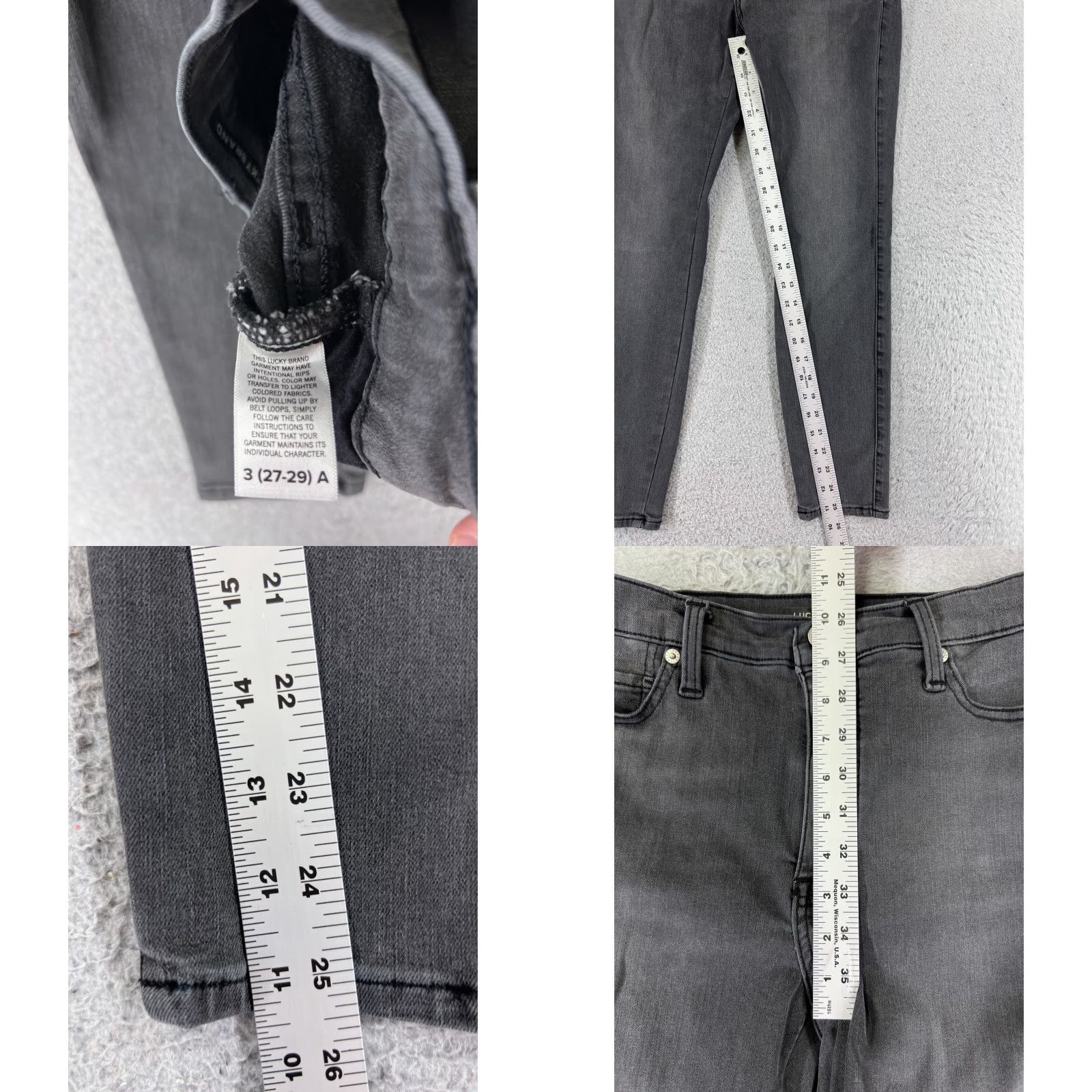 Lucky Brand Lucky Brand Jeans Womens Black Denim Skinny 3 26x25 Regular Inseam 25in 5-Pocket Stretch Comfort Mid Rise Tapered Ankle Uni-Fit Molel: Lucky Brand Size 26" / US 2 / IT 38 - 8 Thumbnail