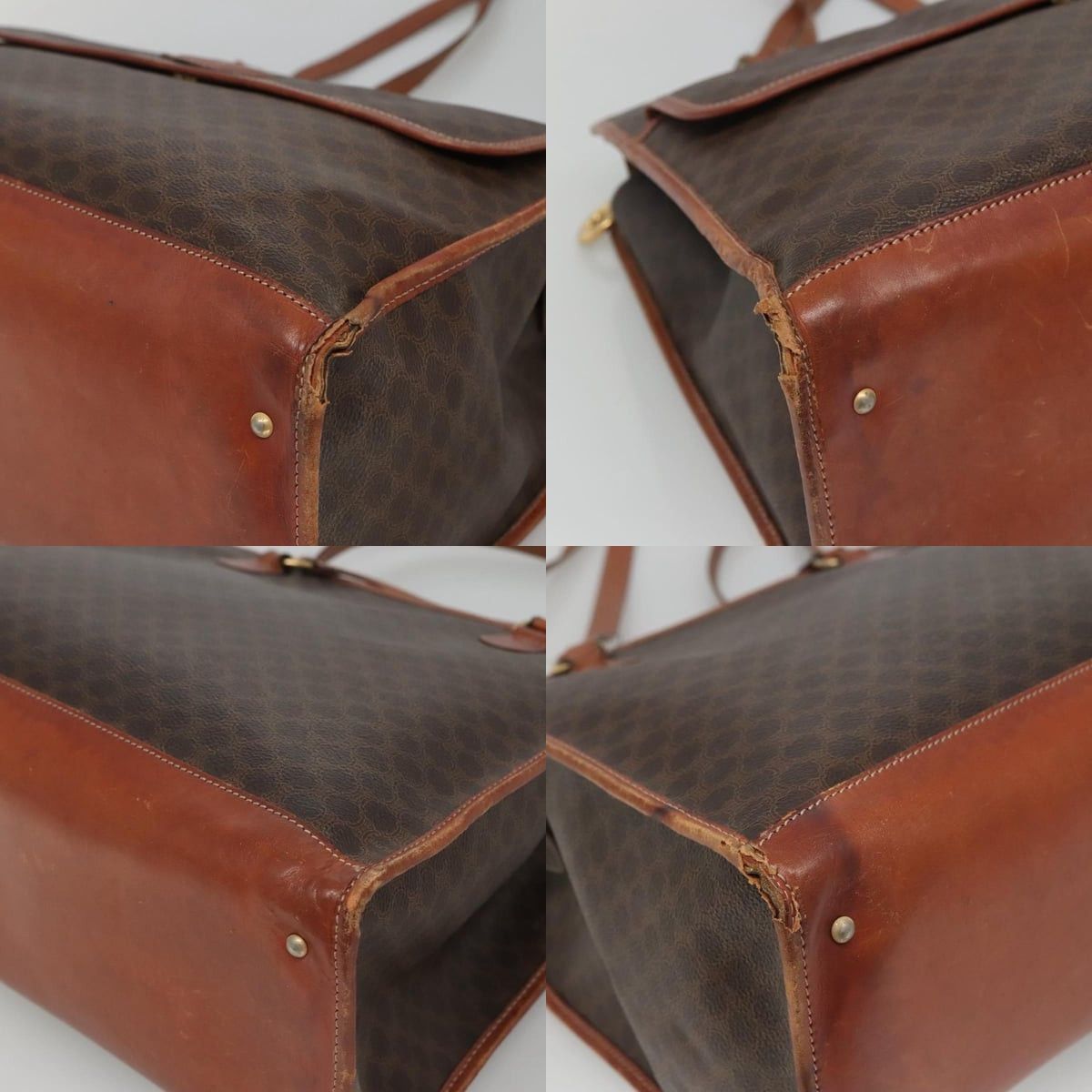 Celine CELINE Macadam Canvas Shoulder Bag Pvc Leather Brown Gold Size ONE SIZE - 10 Thumbnail