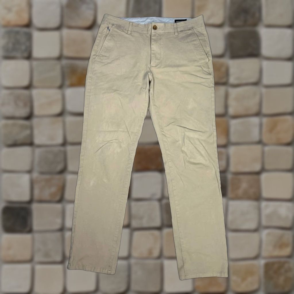 Bonobos Bonobos Chino Pants Mens 32 Beige Cotton Stretch Slim Fit Mid Rise Straight Leg Pants Size US 32 / EU 48 - 1 Thumbnail