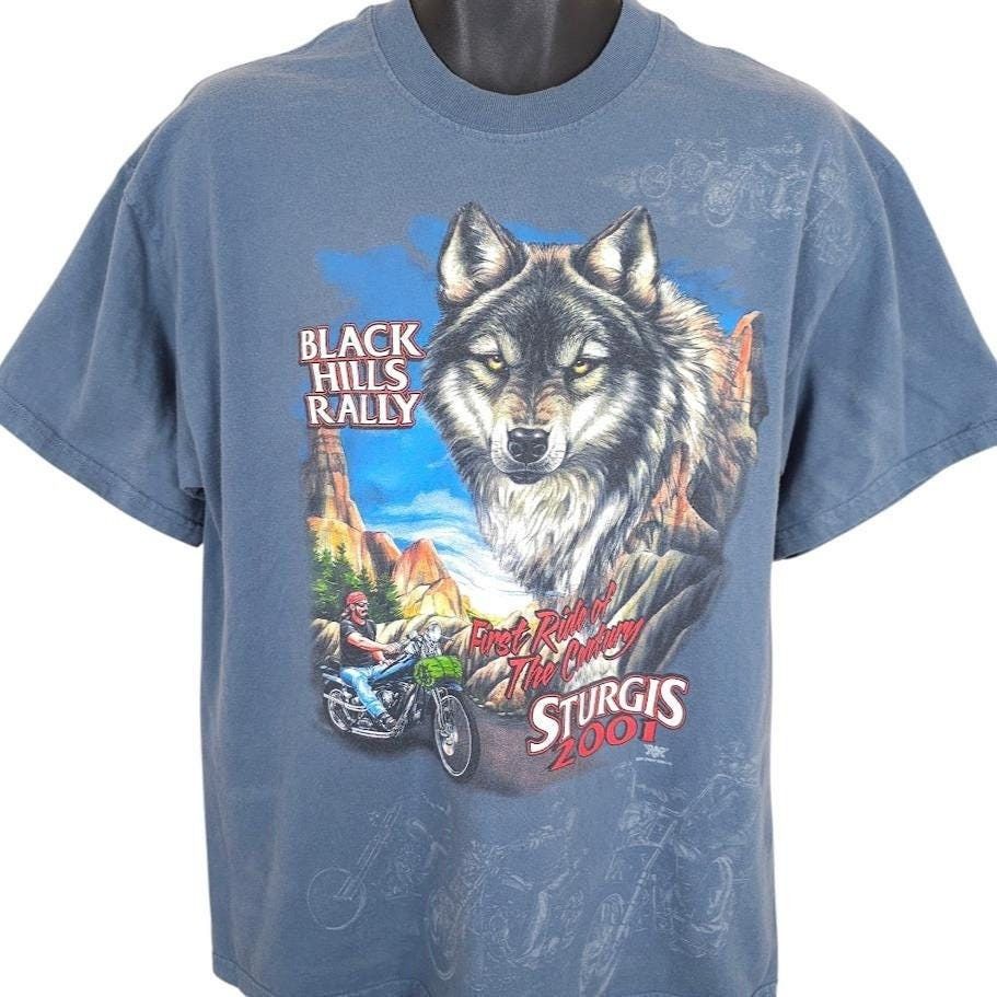 Vintage Sturgis T Shirt Mens Size Large Blue Y2K 2001 AOP