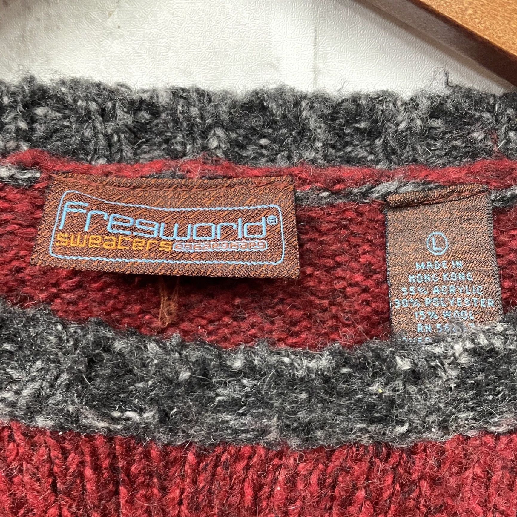 Vintage VINTAGE Freeworld Acrylic Wool Blend Pullover Sweater Red Mens Size L Size US L / EU 52-54 / 3 - 4 Thumbnail