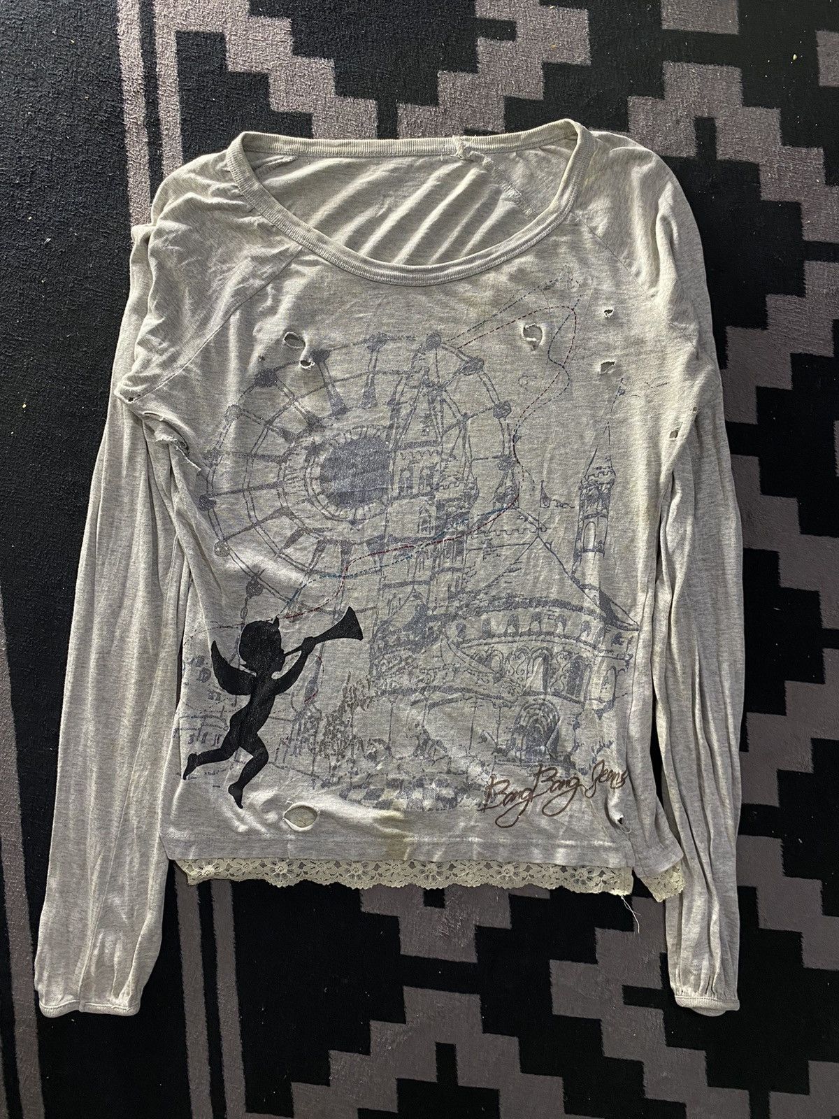If Six Was Nine × Japanese Brand × Le Grande Bleu (L.G.B.) Vintage bangbang jeans devil distressed longsleeve tshirt Size US M / EU 48-50 / 2 - 1 Thumbnail
