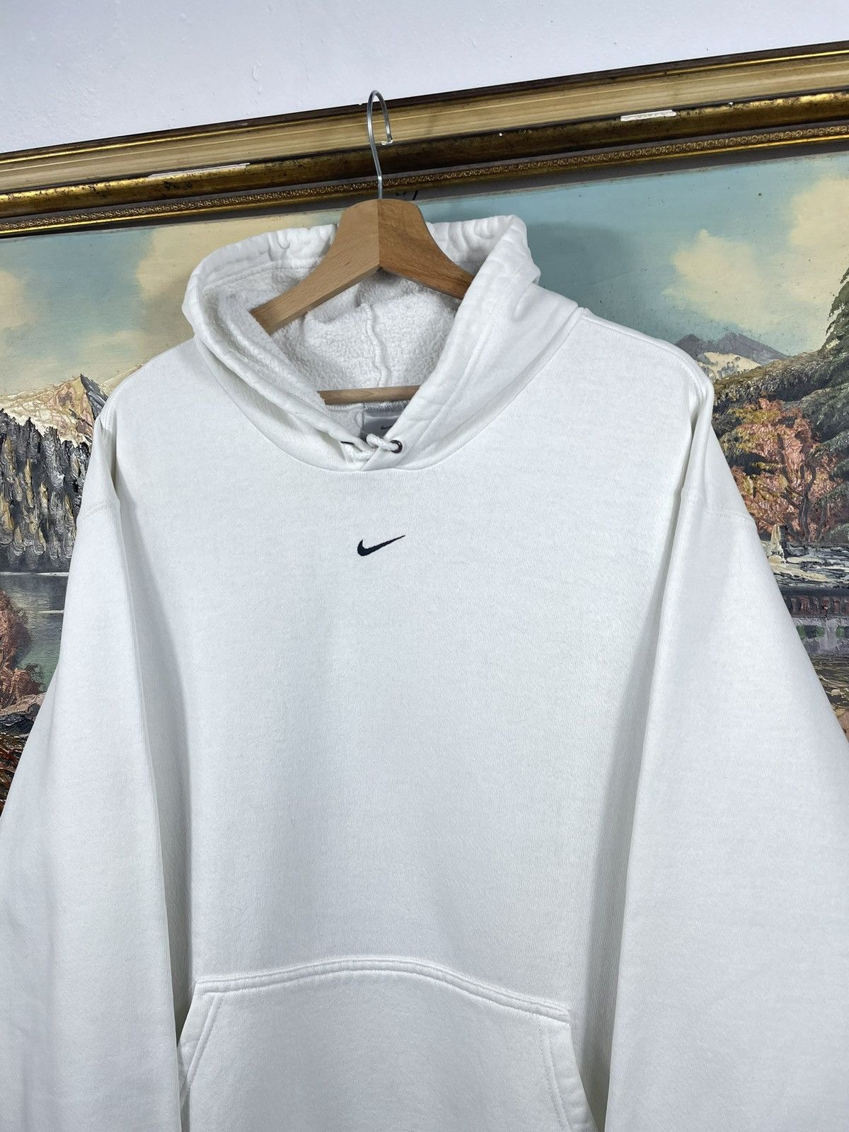 Nike × Vintage White Retro 90s Hoodie Nike Baggy Loose Oversize Vtg Size US L / EU 52-54 / 3 - 4 Thumbnail