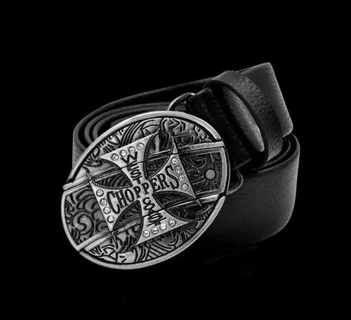 image of Chopper Abuckle Pu Leather Belt in Black, Men's