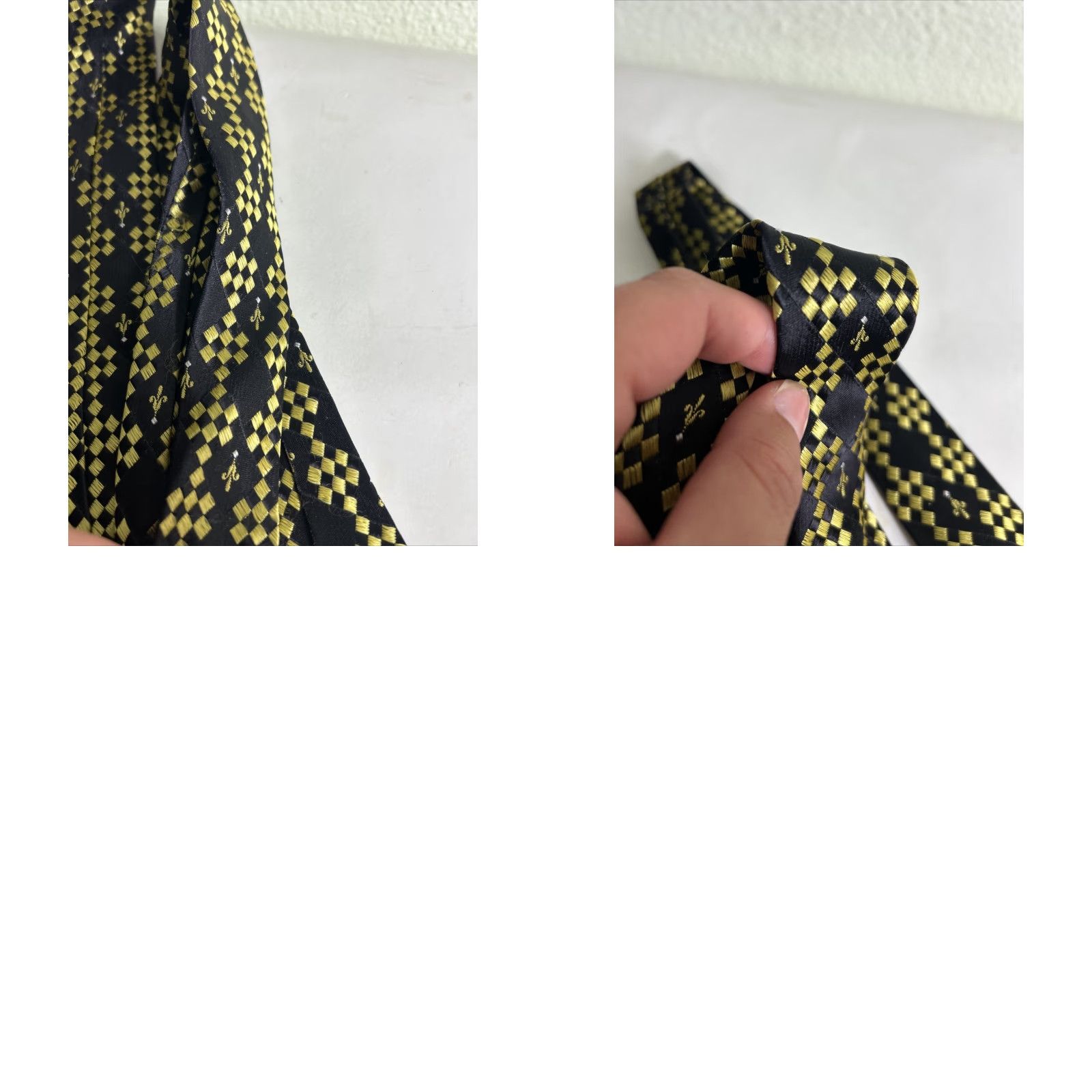 Vintage VINTAGE Wembley Tie Polyester Black Gold Geometric Men's Adult Neckwear Geometric Pattern Tie Size ONE SIZE - 9 Thumbnail