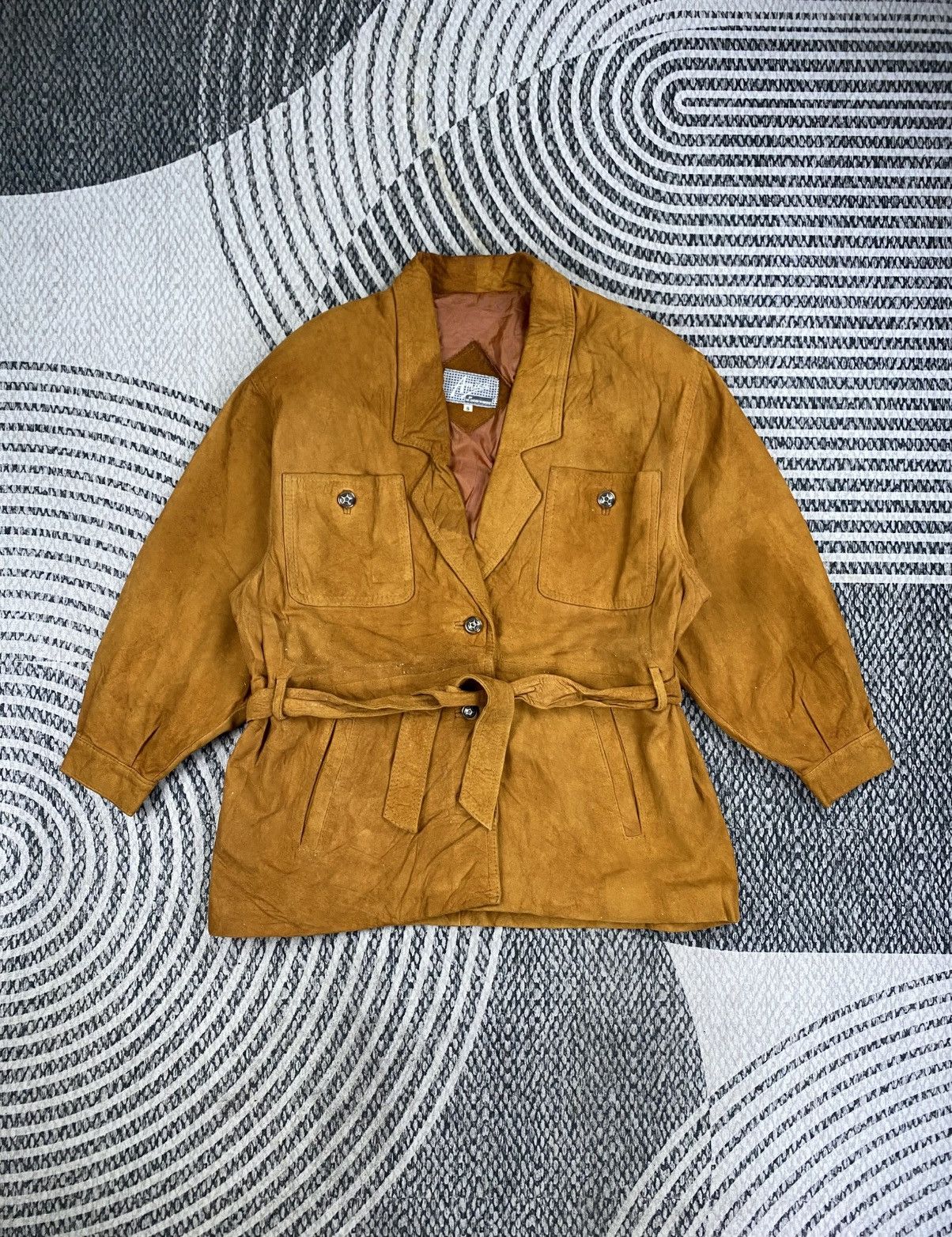 Genuine Leather Vtg Amica Lamb Suede Belted Leather Jacket Size M / US 6-8 / IT 42-44 - 1 Thumbnail