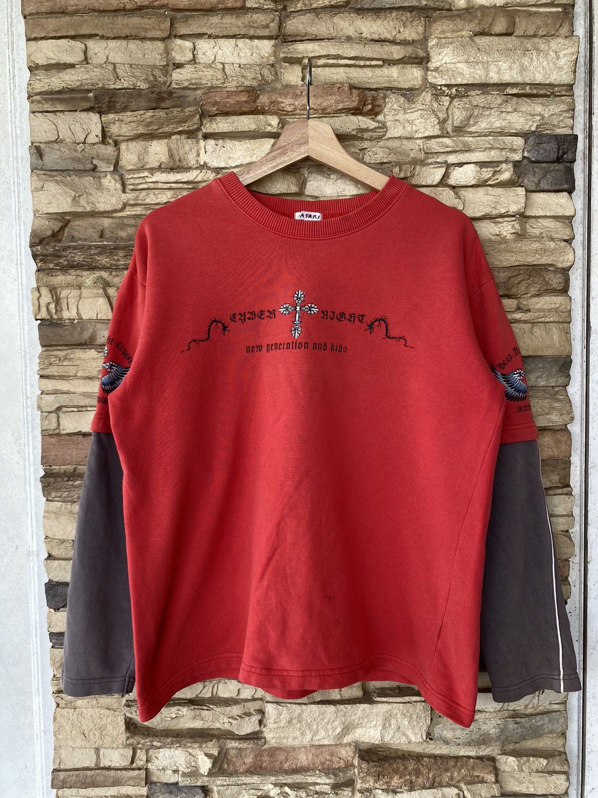 Vintage Y2K Double Layer Cross Long Sleeve Tees affliction