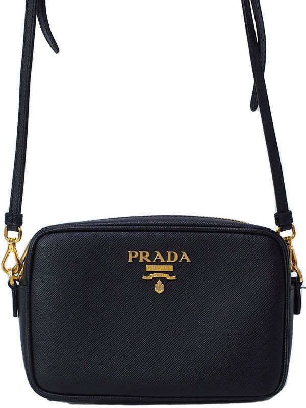 image of Prada Saffiano Leather Shoulder Bag Black, Women's