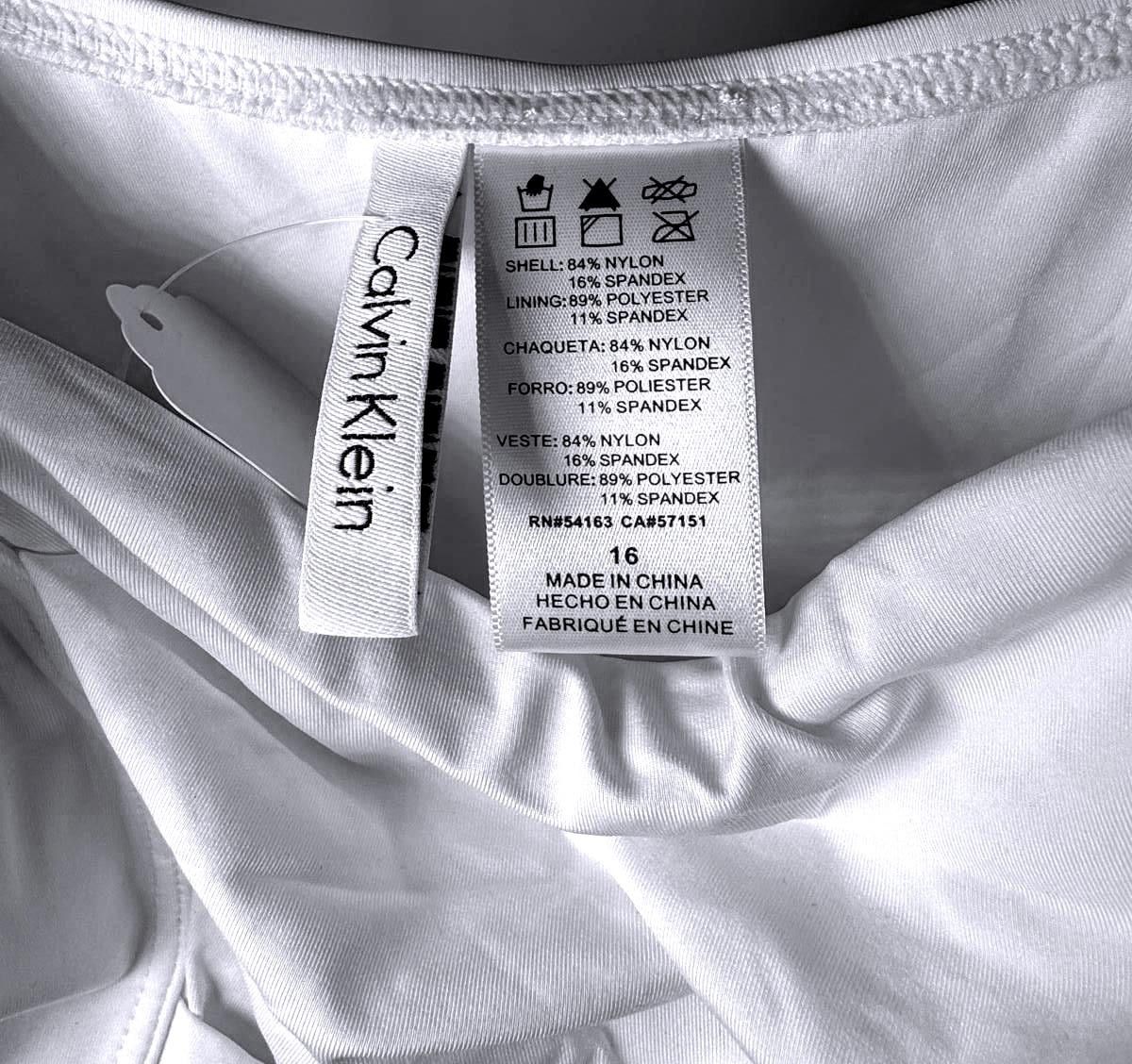 Calvin Klein Calvin Klein White Ruched One-Piece Swimsuit - Size 16 Size ONE SIZE - 4 Thumbnail