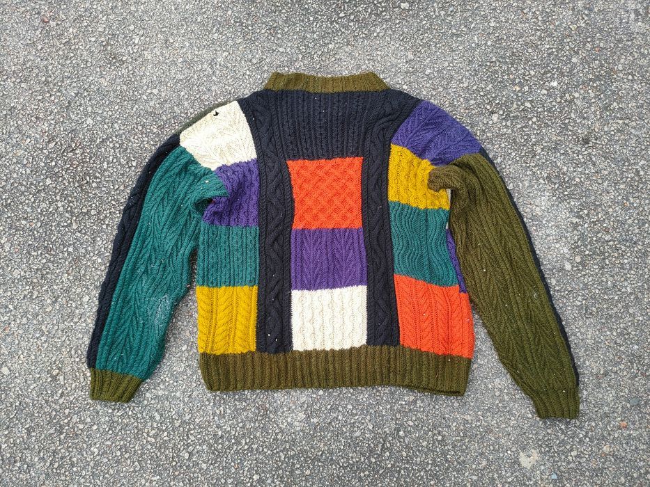 Handmade DL Japan Art Patchwork handmade cable knitwear #S2803T Size US M / EU 48-50 / 2 - 1 Thumbnail