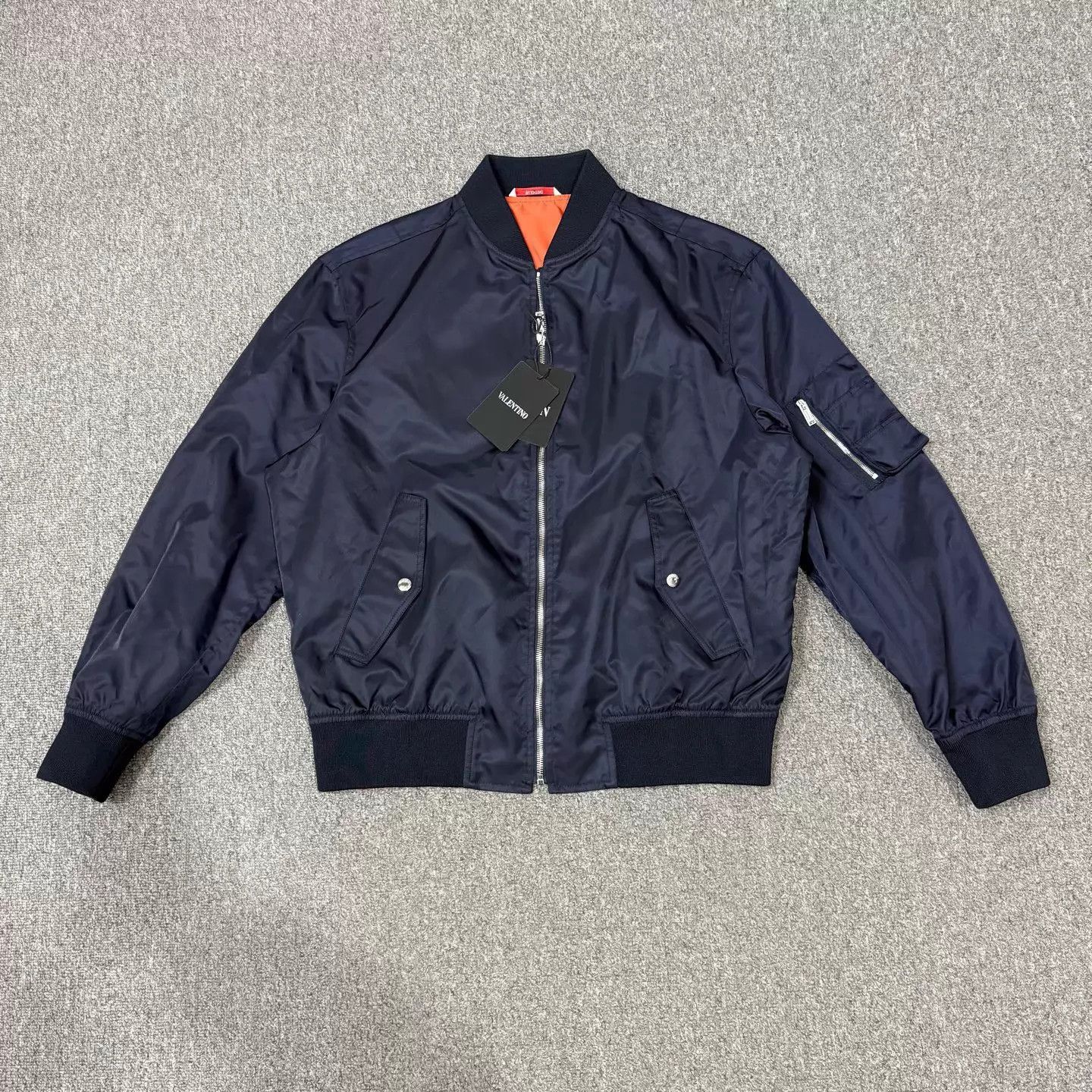 Valentino Blue Bomber Jacket with Zip Closure Size US M / EU 48-50 / 2 - 1 Thumbnail