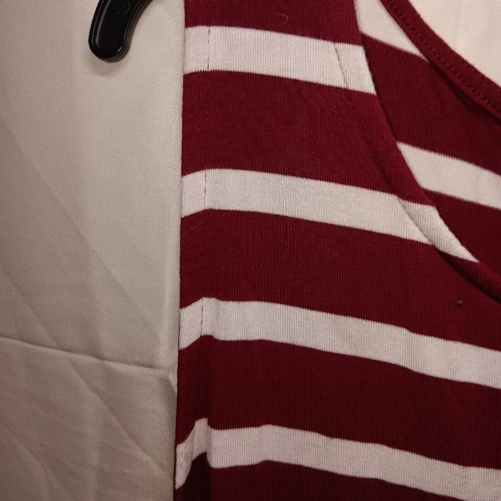 Old Navy Old Navy, striped tank dress, maroon/white, womens M, euc Size L / US 10 / IT 46 - 3 Thumbnail