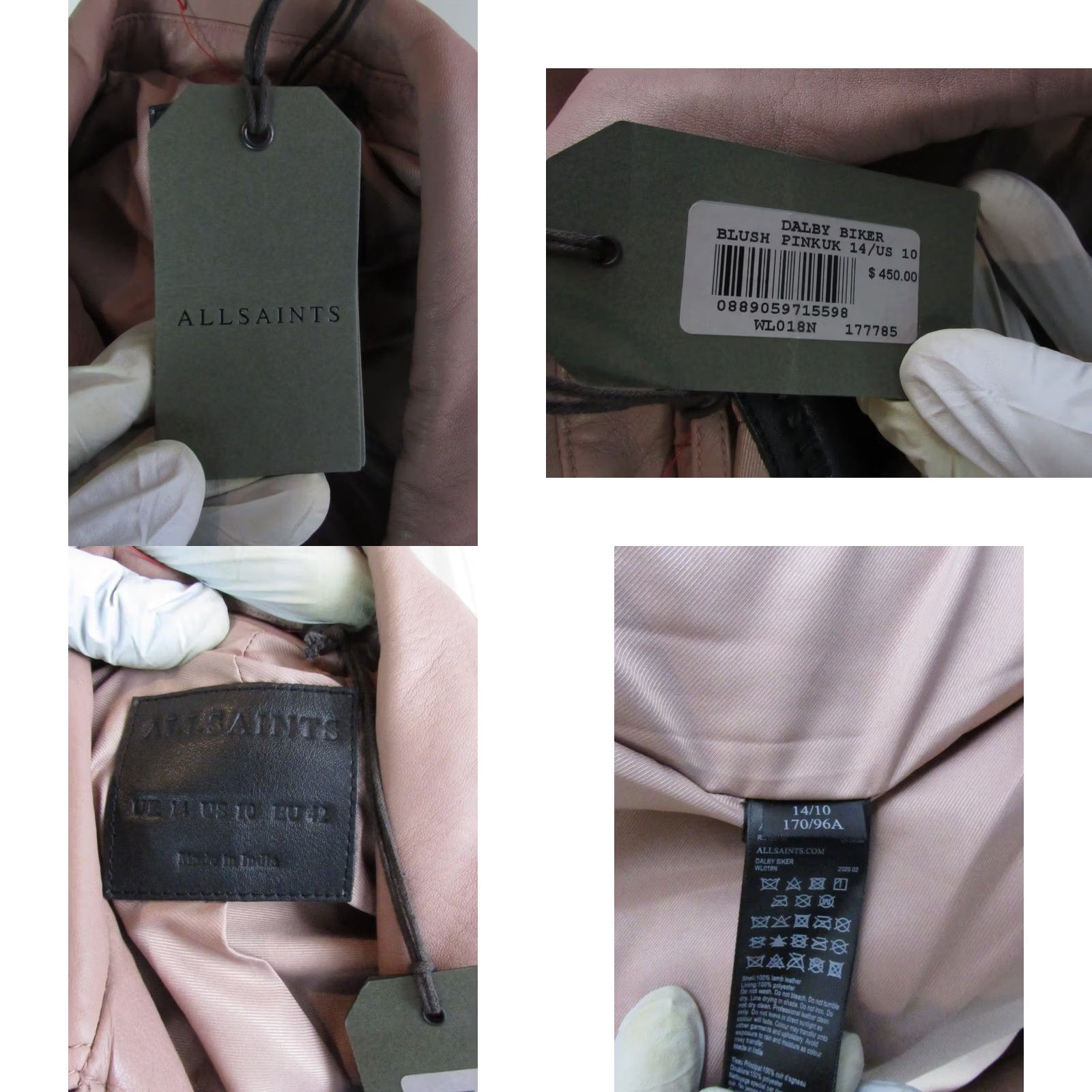 Allsaints AllSaints Dalby Lamb Leather Moto Biker Jacket Size US 10 Blush Pink Size L / US 10 / IT 46 - 9 Thumbnail
