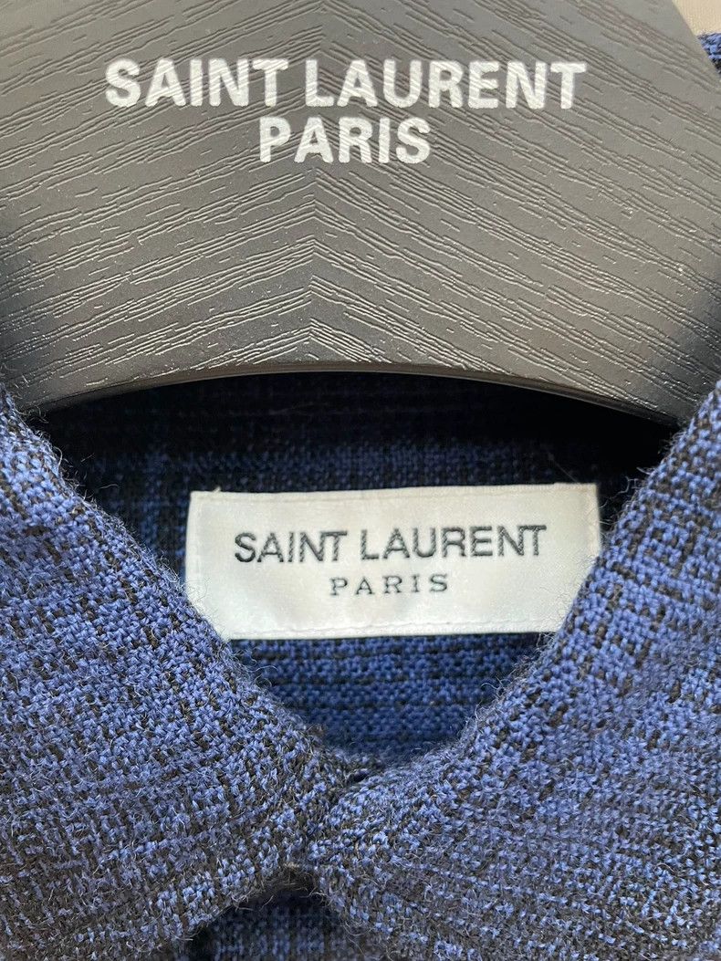 Yves Saint Laurent Saint Laurent 16 FW blue and black wool plaid shirt 2502-N Size US M / EU 48-50 / 2 - 3 Thumbnail