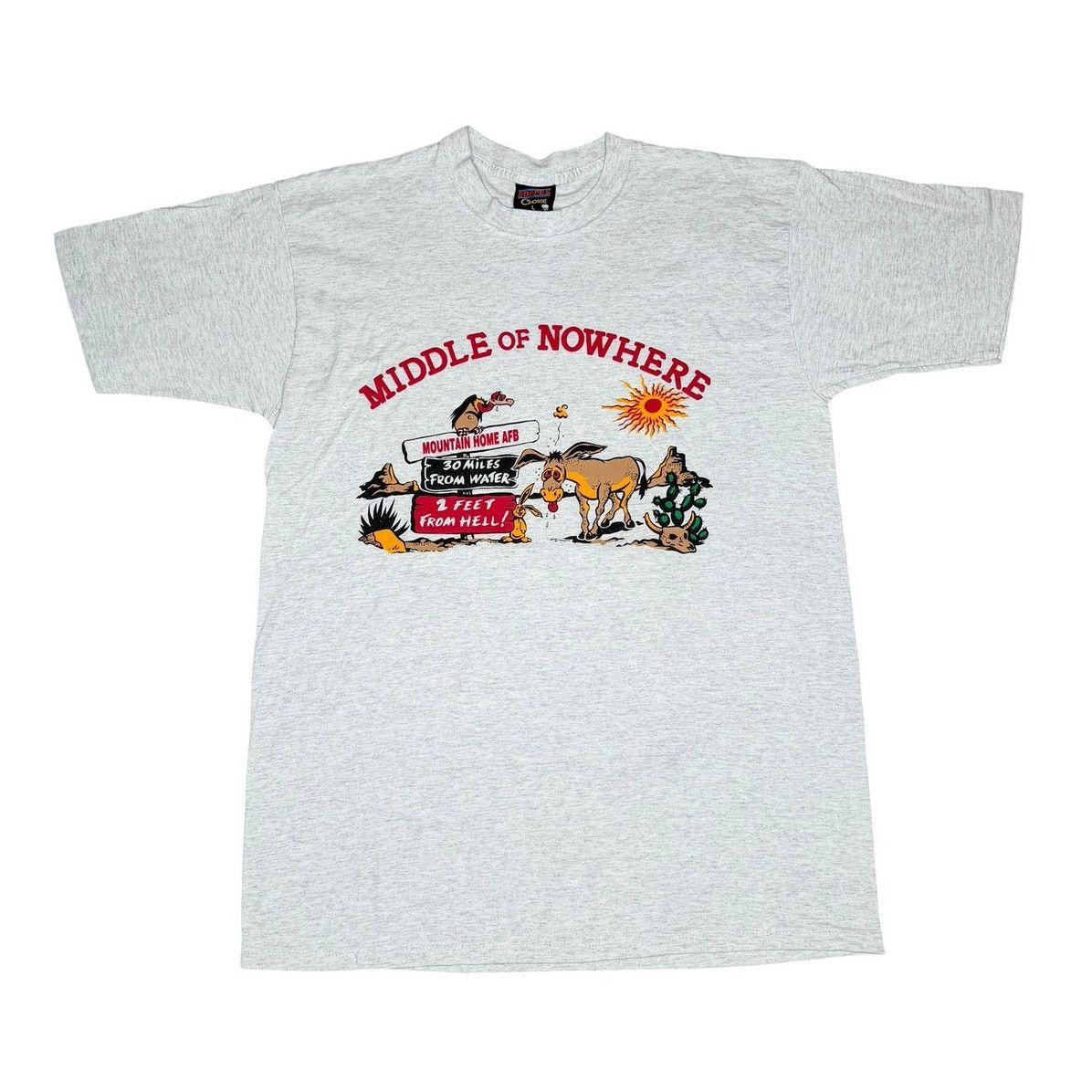 Soffe × Vintage Vintage 90s Soffe Middle of Nowhere Hell T-Shirt Size US L / EU 52-54 / 3 - 1 Thumbnail