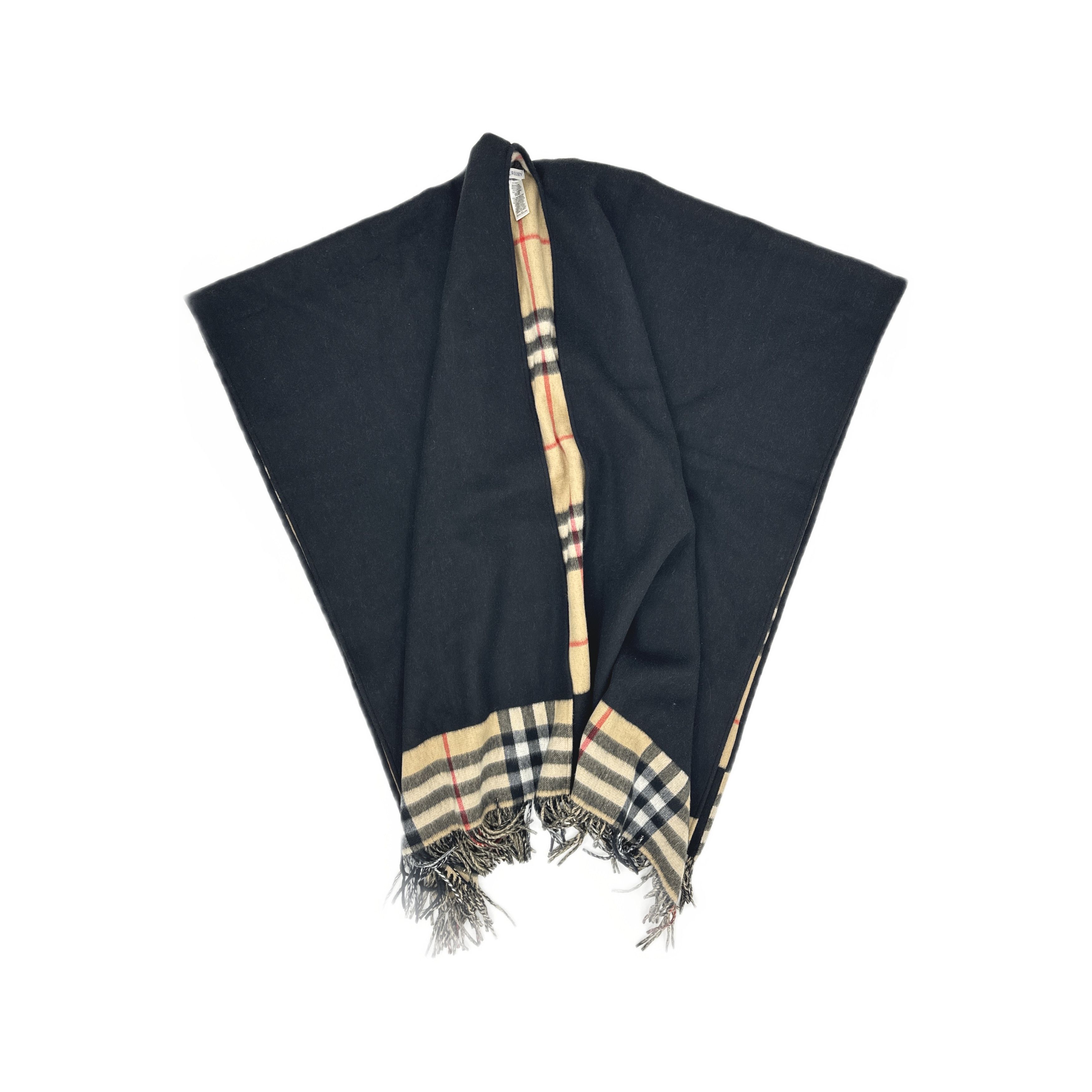 Burberry Burberry Check Trim Wool Cashmere Cape Size OS Size ONE SIZE - 1 Thumbnail