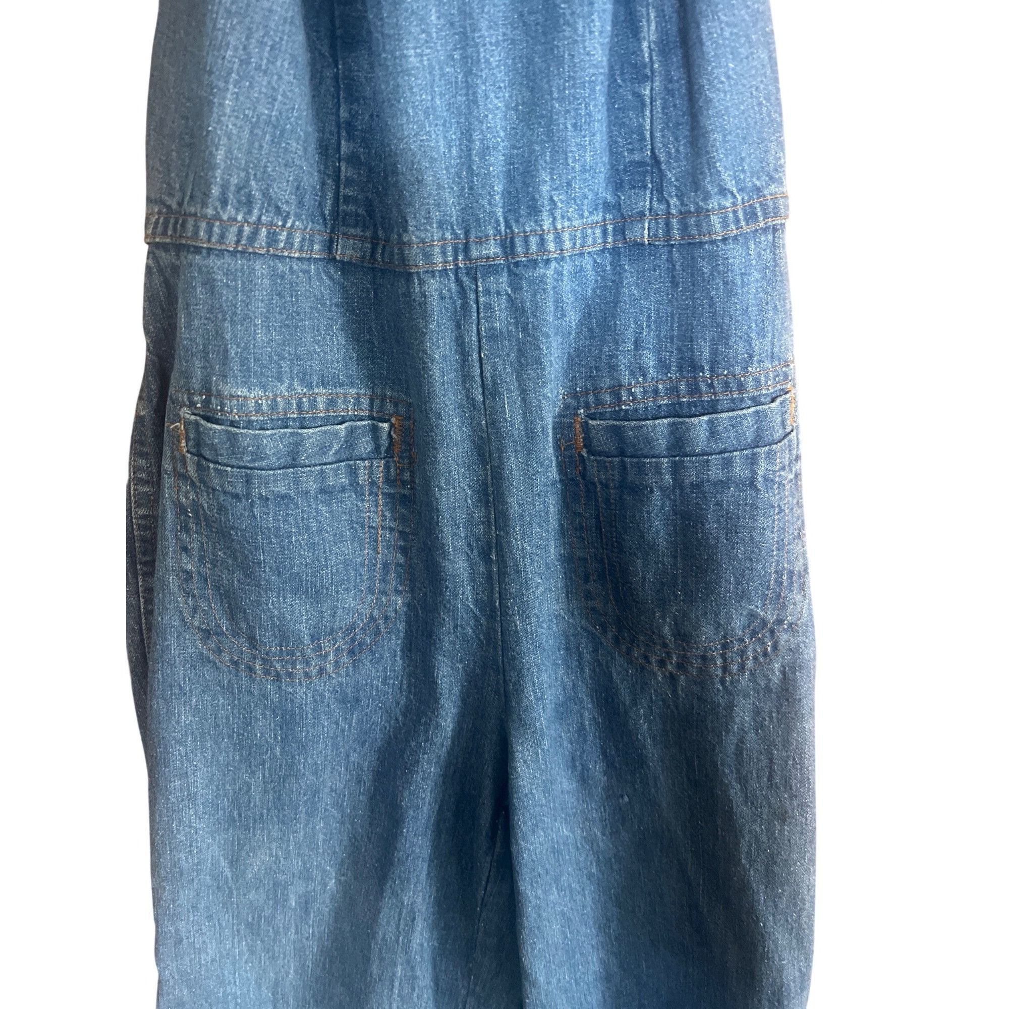 Vintage Vintage 70's Denim Halter Jumpsuit With Open Back & Wide-Leg Size 26" / US 2 / IT 38 - 2 Thumbnail