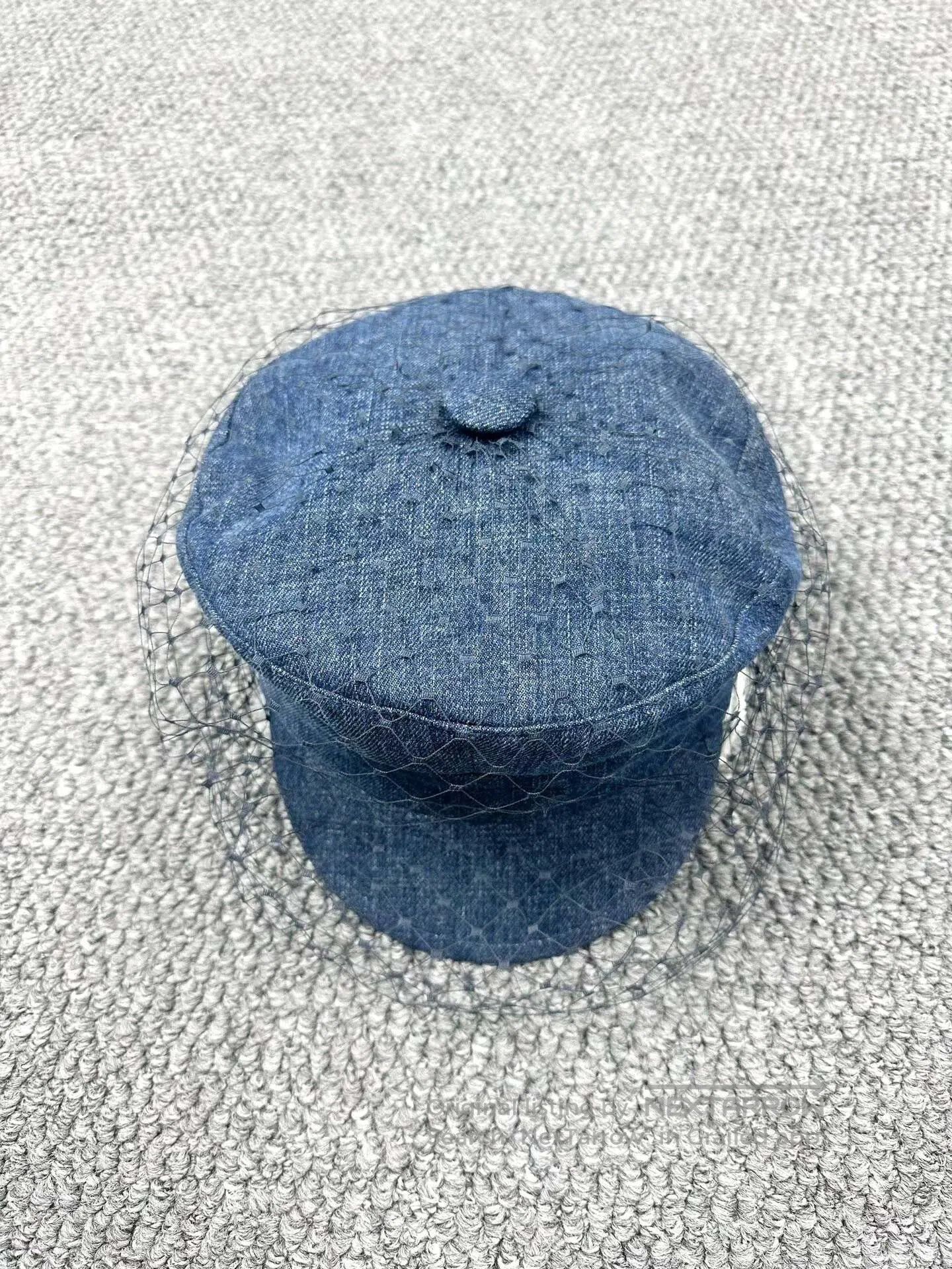 Dior Dior size 57 Blue Denim Patch Net Mesh Beret| Size ONE SIZE - 1 Thumbnail