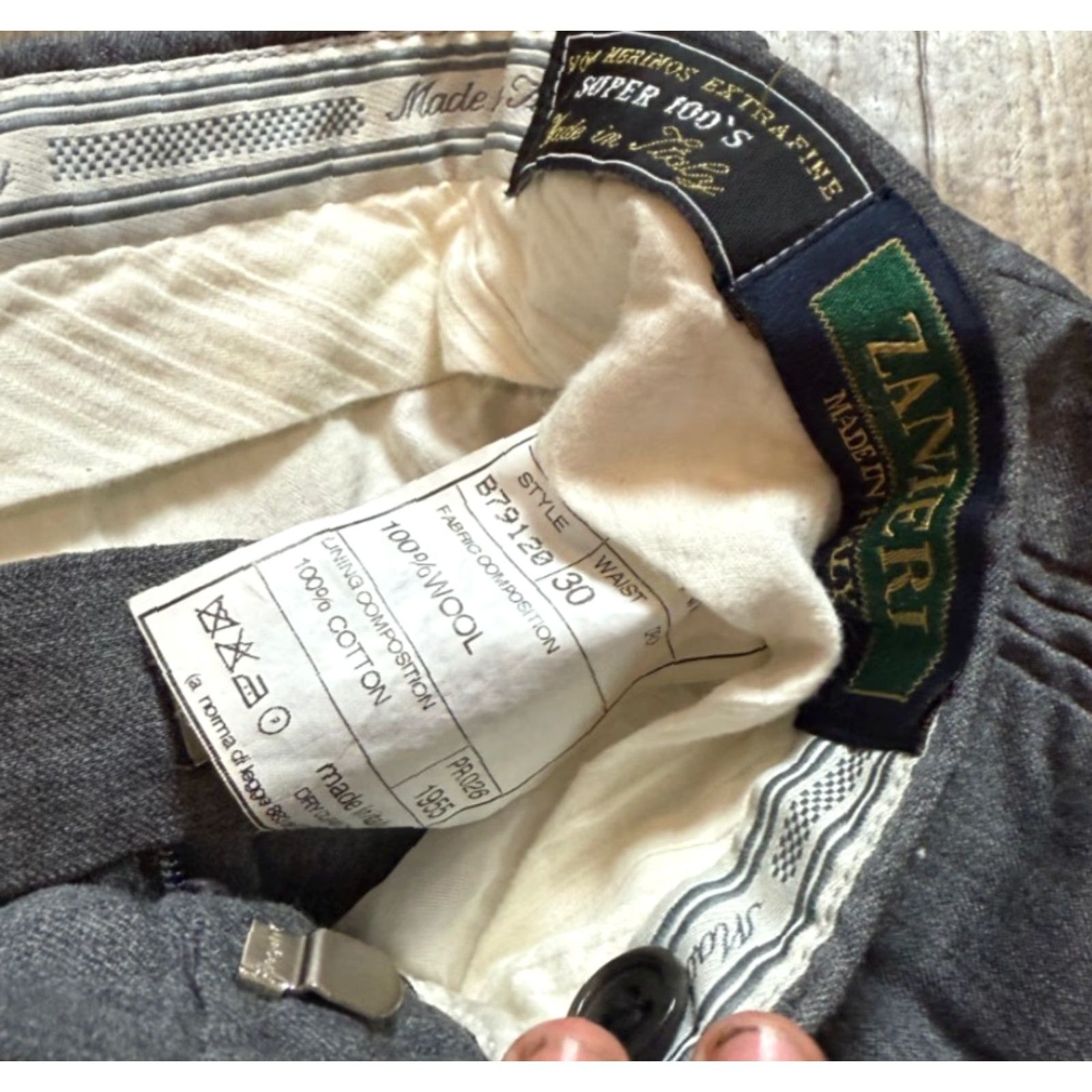 Vintage Zanieri Pants Mens 30 Gray Wool Dress Pants Size US 30 / EU 46 - 3 Thumbnail