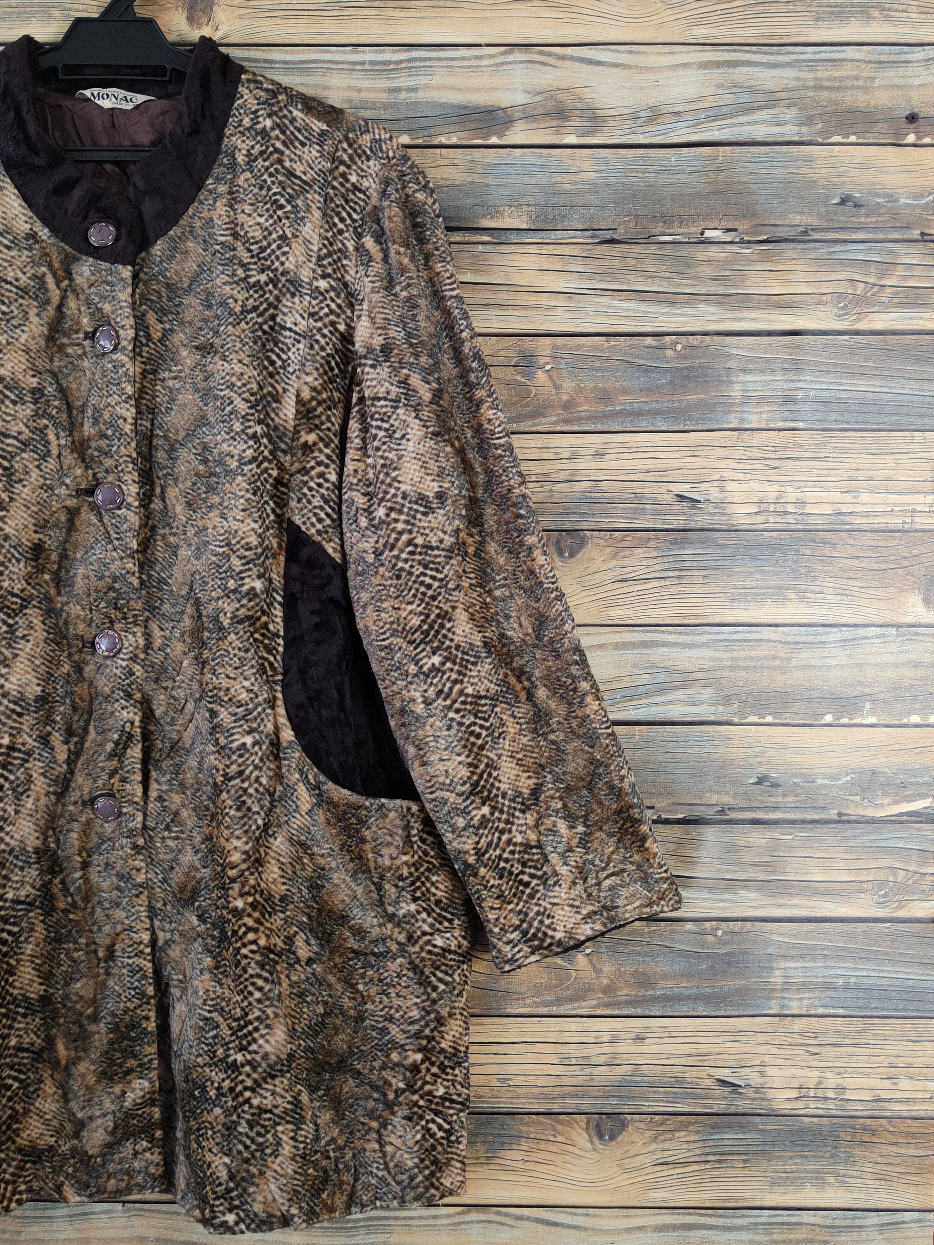 Japanese Brand × Vintage Avant Garde Fashion by Monac Dark Brown Fur Faux Cardigan Size L / US 10 / IT 46 - 5 Thumbnail