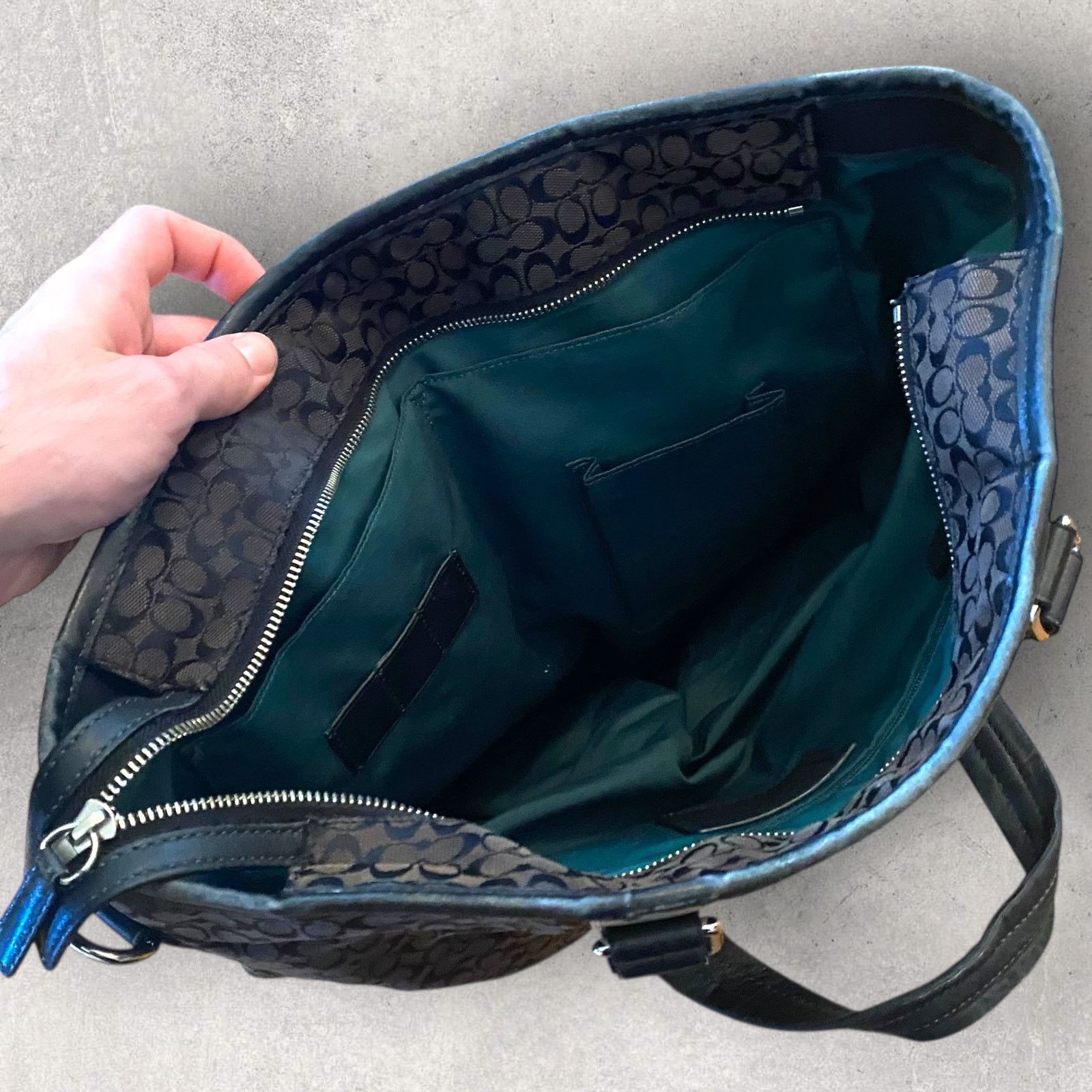 Coach Monogram Tote Bag Extra Large Canvas Leather