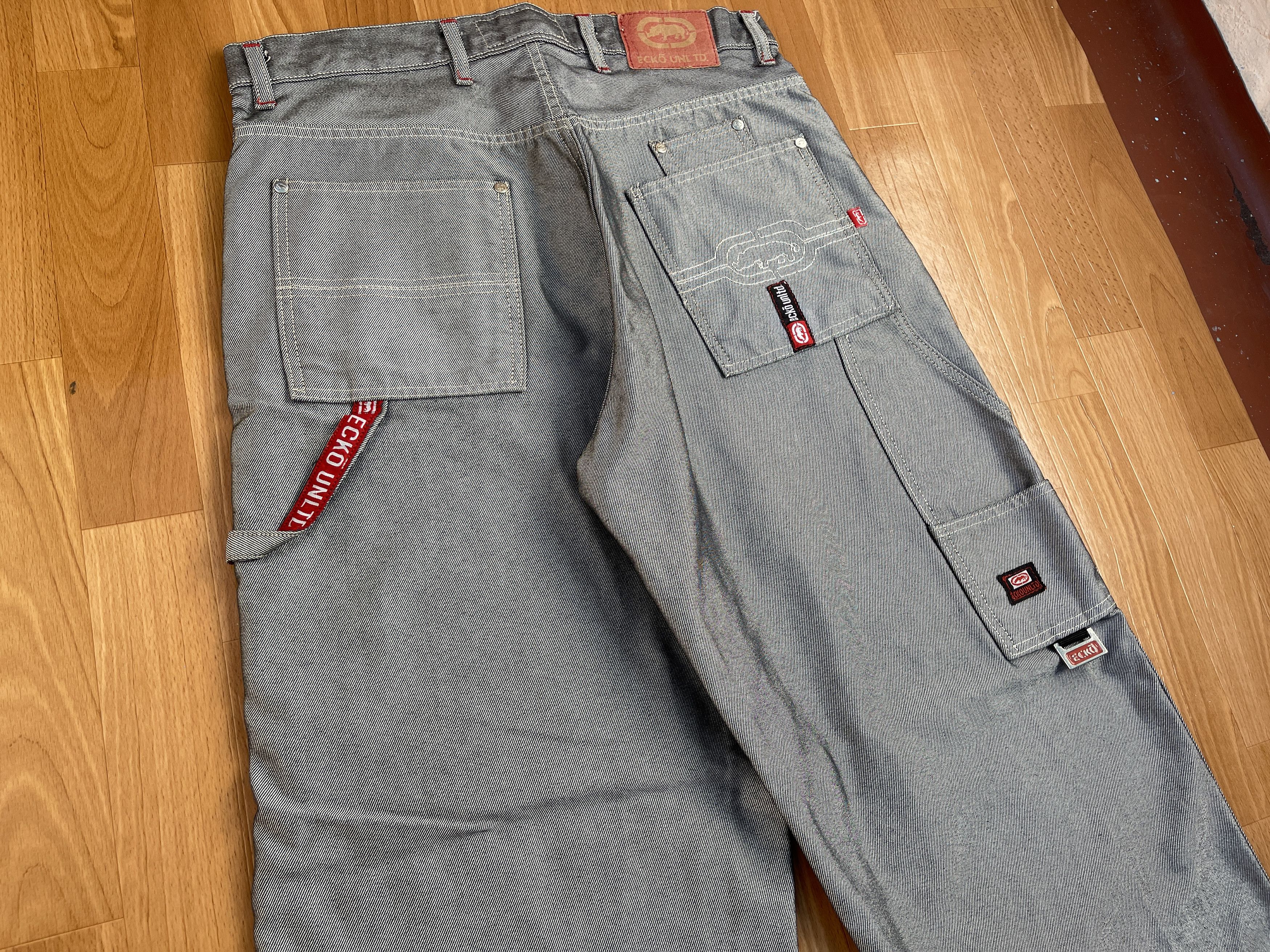 Ecko Unltd. Ecko Unltd jeans, shiny silver metallic vintage baggy Y2K 34 Size US 34 / EU 50 - 5 Thumbnail