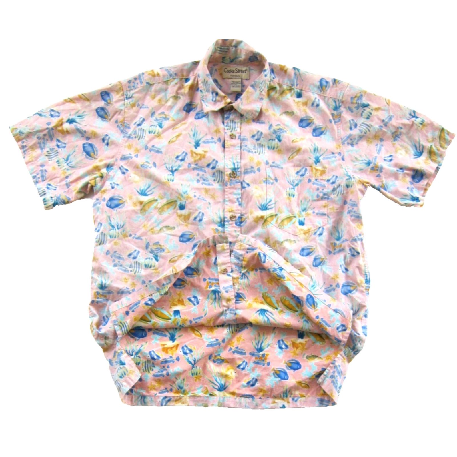 Pinko Cooke Street VTG Pink Blue Yellow Fish Button Down Short Sleeve Hawaiian Shirt M Size US M / EU 48-50 / 2 - 5 Thumbnail