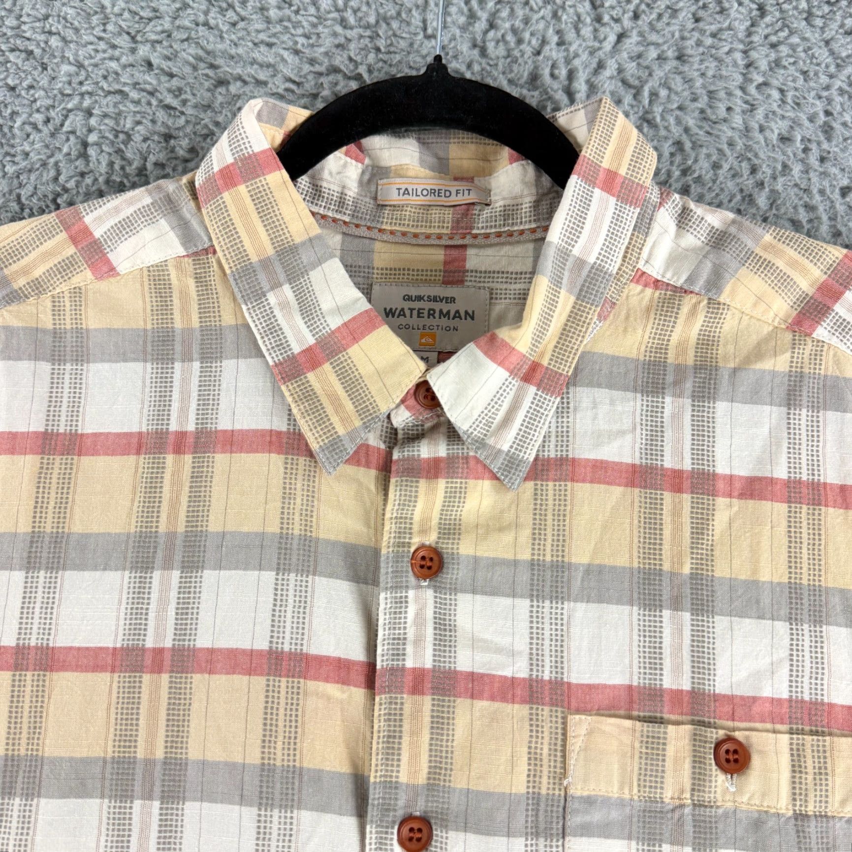 Quiksilver Quiksilver Waterman Button-Up Shirt Mens Medium Yellow Plaid SS Tailored Regular Fit Casual Beach Hawaiian Size US M / EU 48-50 / 2 - 2 Thumbnail