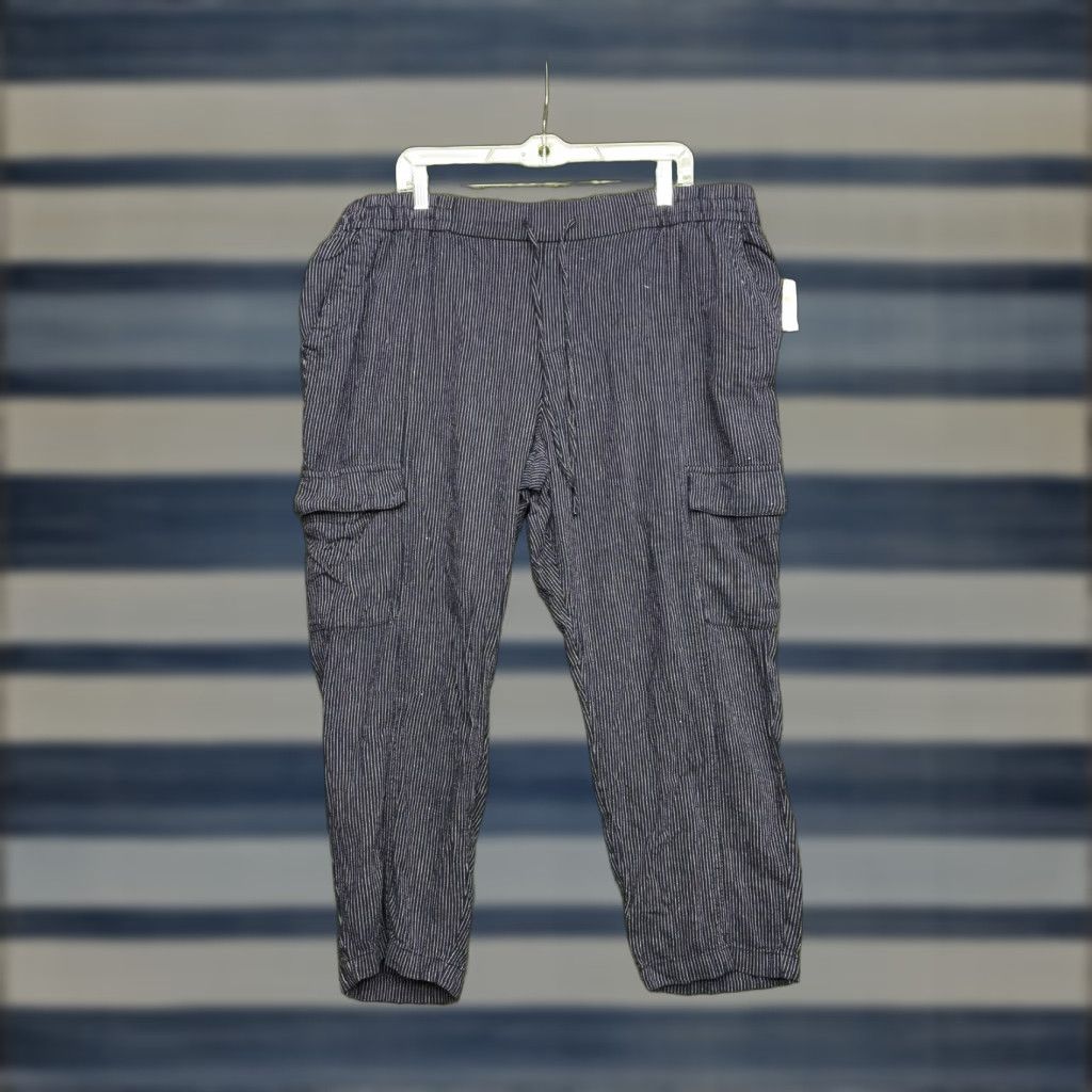 Old Navy Old Navy Cargo Pants Mens XL Blue Striped Elastic Waist Drawstring Casual Pants Size US 36 / EU 52 - 1 Thumbnail