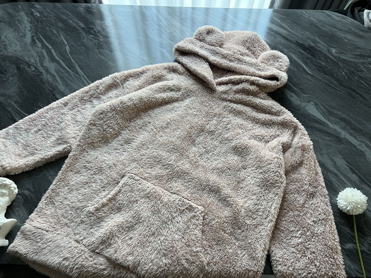 image of Gu : Bear Ear Fleece Hoodie Pink, Men's (Size Large)