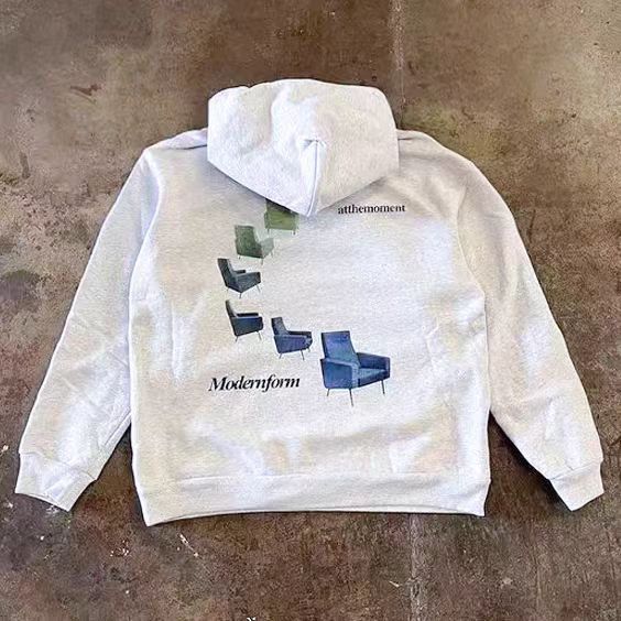 Japanese Brand × Vintage Grey Washed Vintage Chair Print Hoodie Size US L / EU 52-54 / 3 - 1 Thumbnail