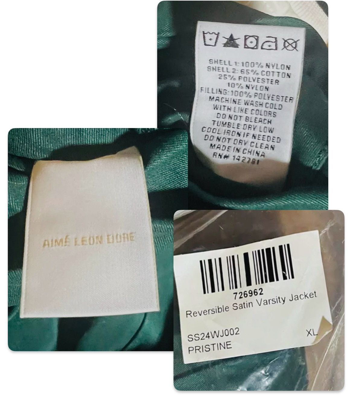 Aime Leon Dore Aime Leon Dore Reversible Stadium Satin Varsity Cream Green Size US XL / EU 56 / 4 - 8 Thumbnail